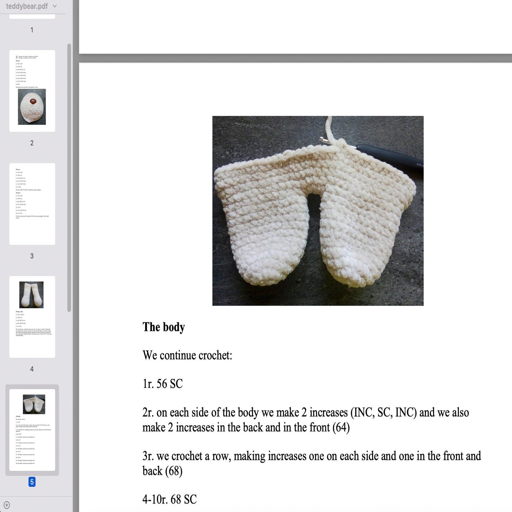 TEDDY BEAR Crochet Pattern (skill level intermediate)