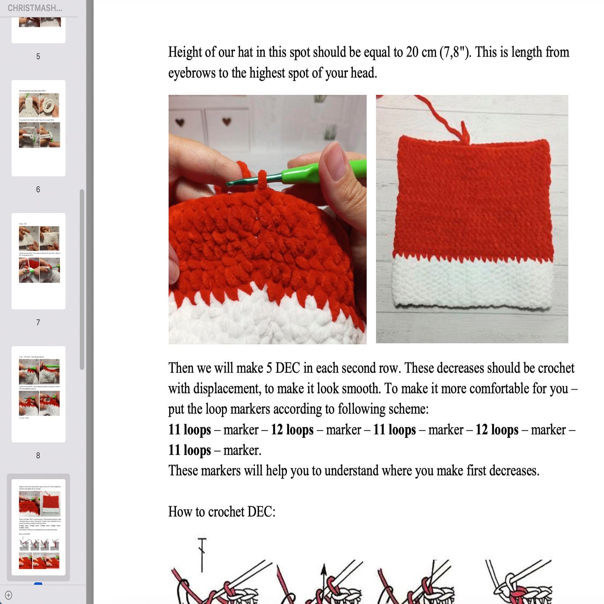 SANTA HAT Crochet Pattern (skill level beginner)