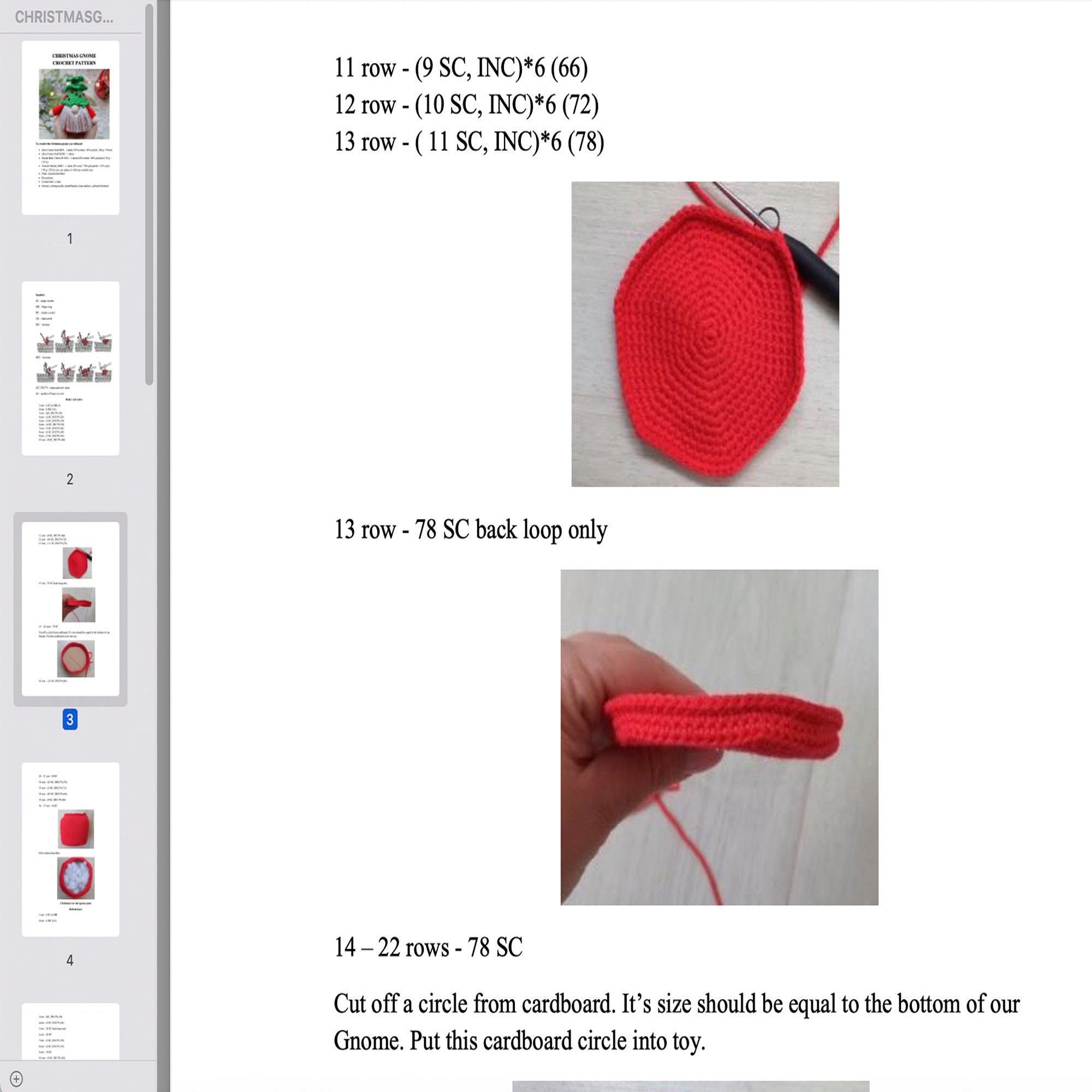 CHRISTMAS GNOME Crochet Pattern (skill level intermediate)