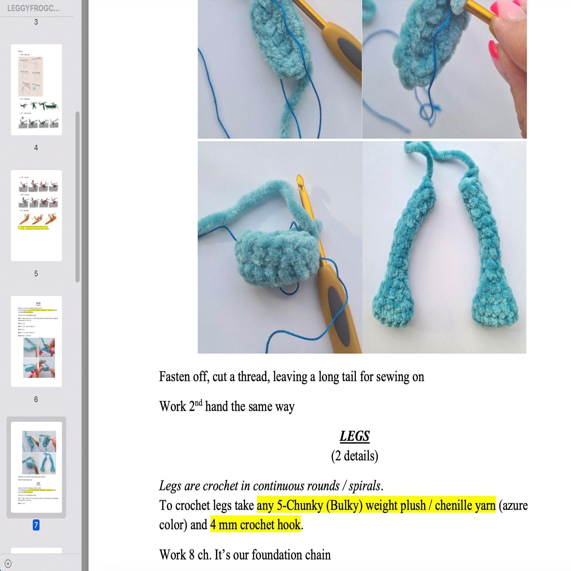 LEGGY FROG Crochet Pattern (skill level beginner)