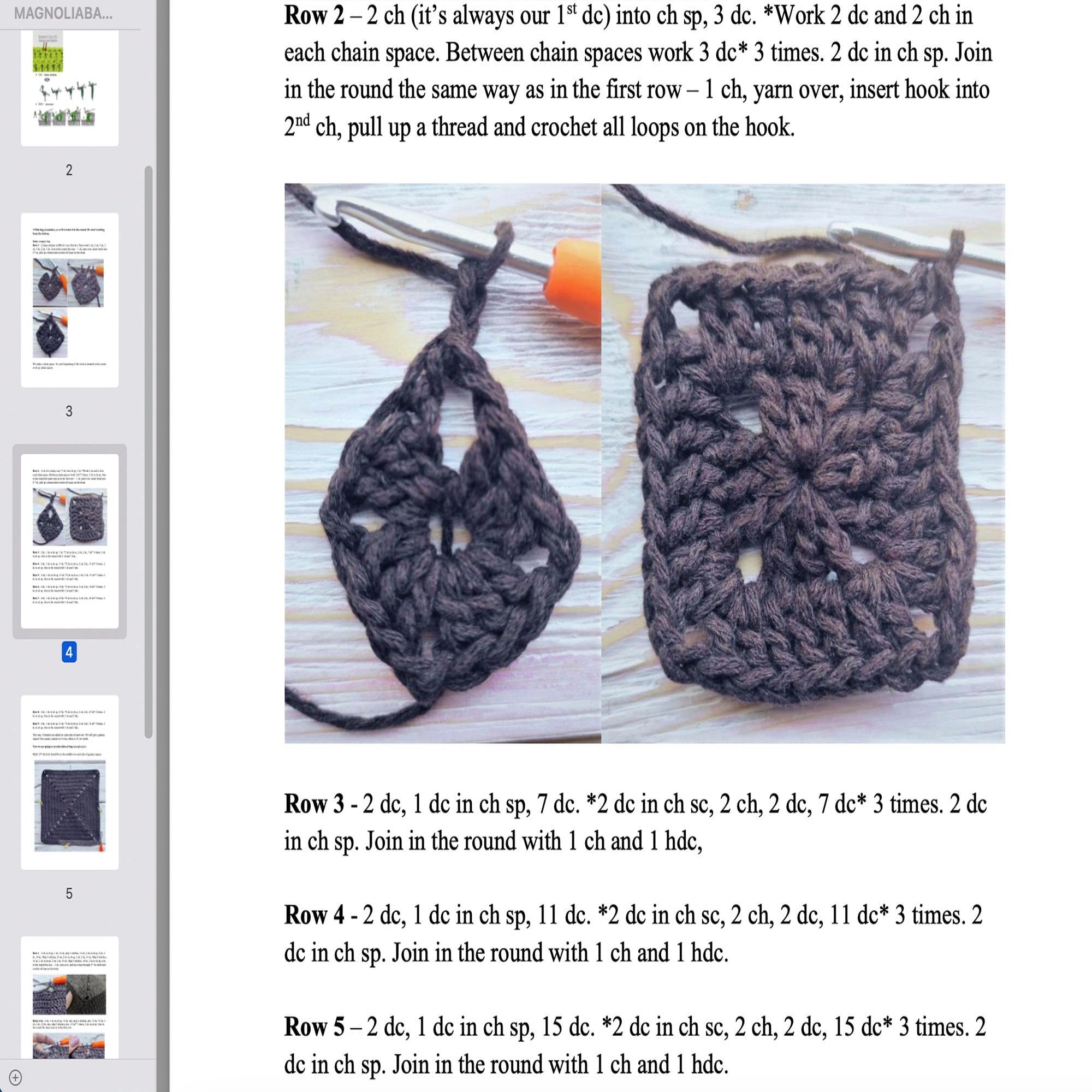 MAGNOLIA BAG Crochet Pattern (skill level intermediate)