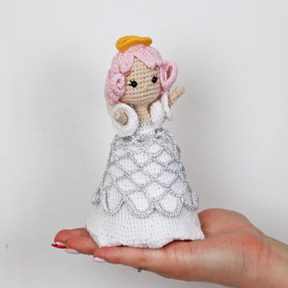 Crochet pattern reversible angel bell-doll, US standard terms, Skill level beginner