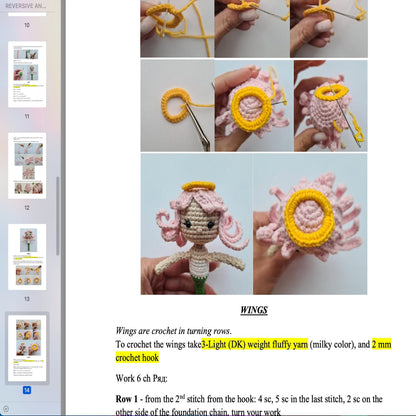 Crochet pattern reversible angel bell-doll, US standard terms, Skill level beginner
