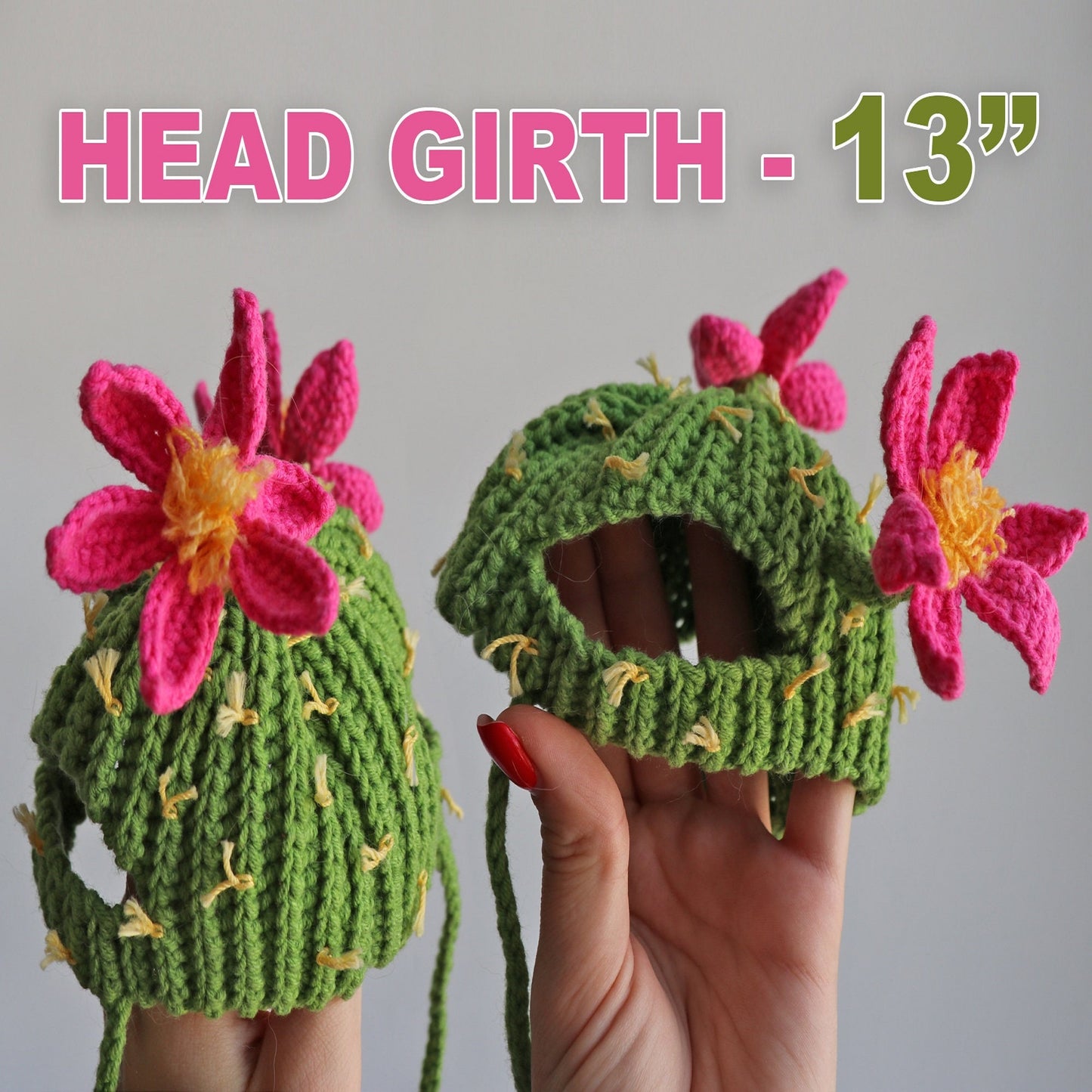 Crochet Pattern Cactus Cat Hat, US standard terms, Skill level beginner