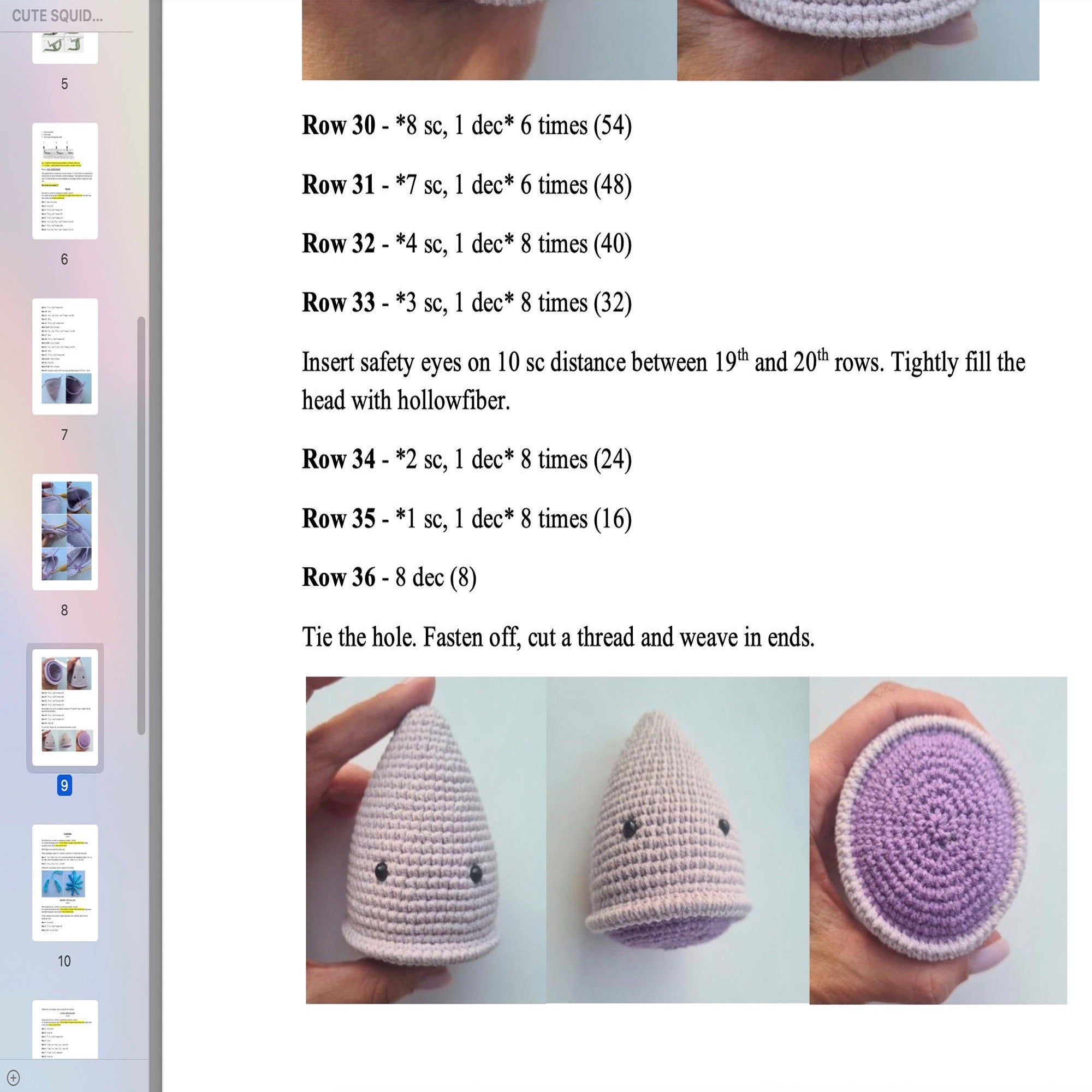 SQUID Crochet Pattern (skill level intermediate)