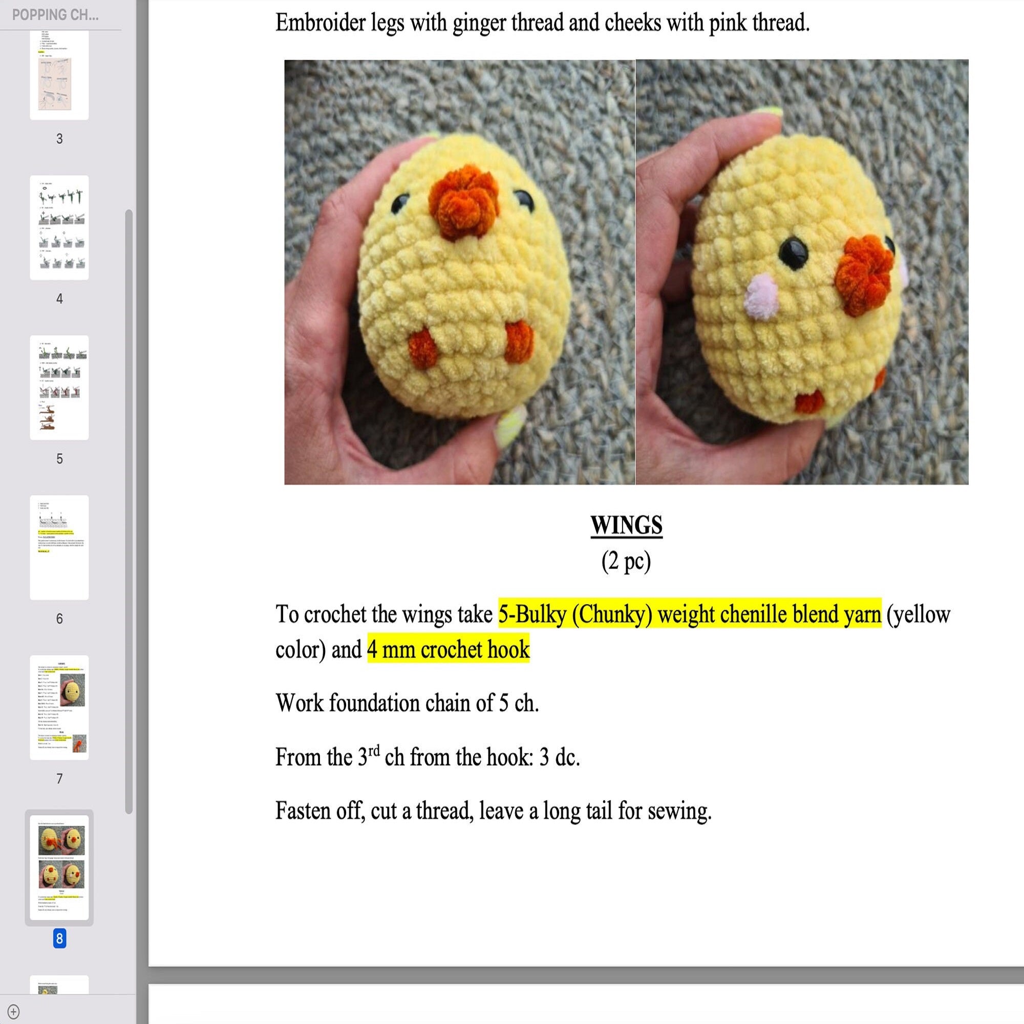 CHICKEN POP Crochet Pattern (skill level beginner)