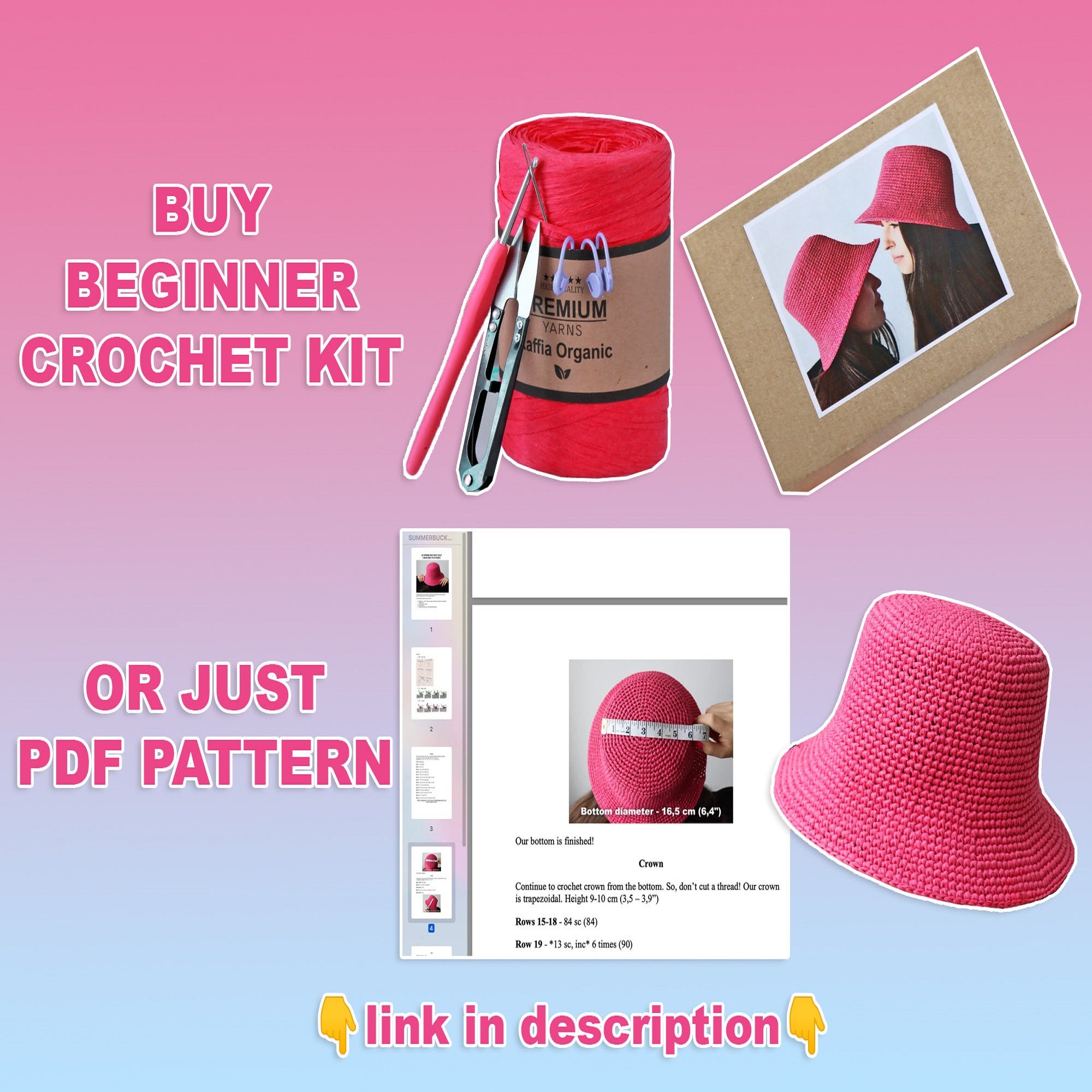 BUCKET HAT Crochet Pattern (skill level beginner)