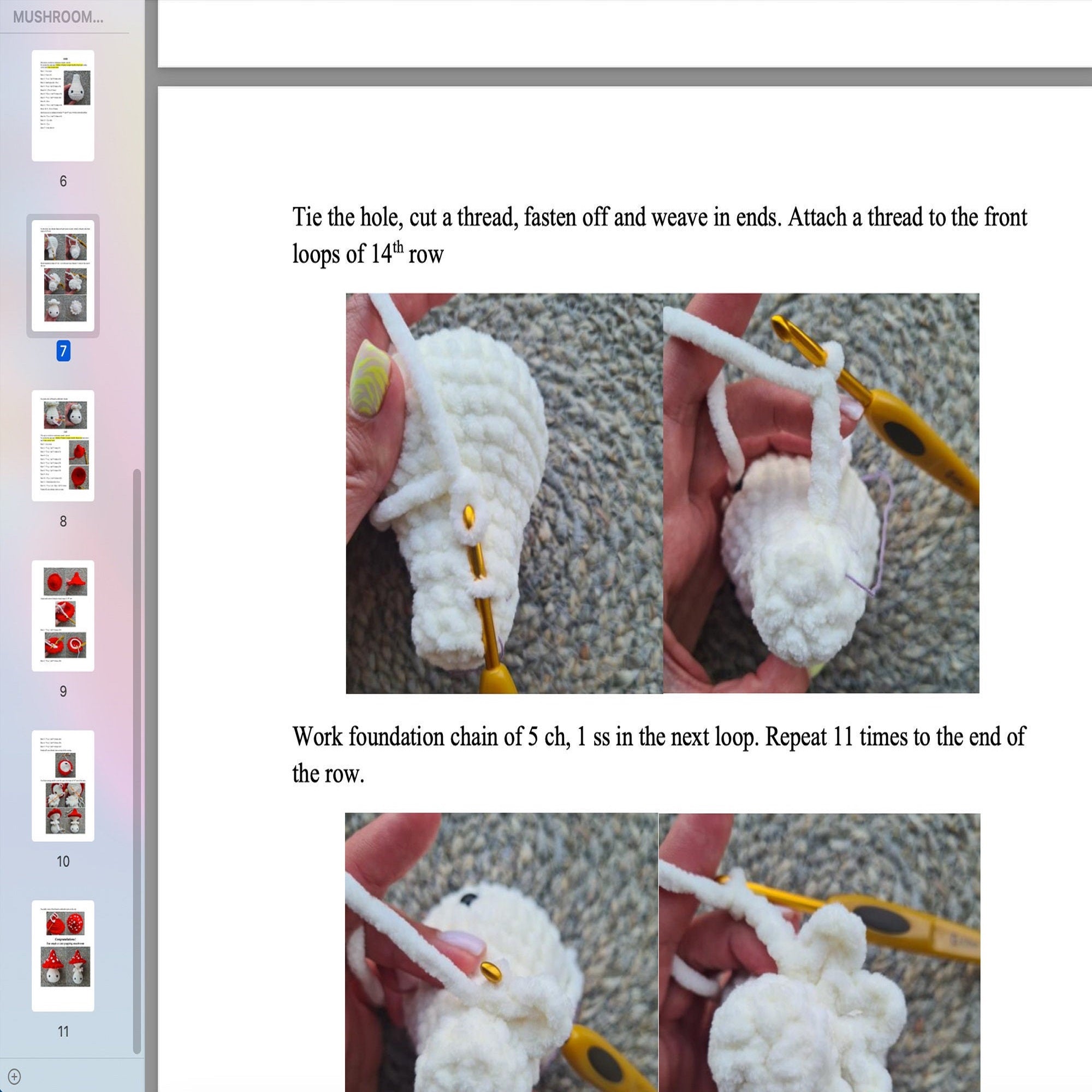 MUSHROOM POP Crochet Pattern (skill level beginner)