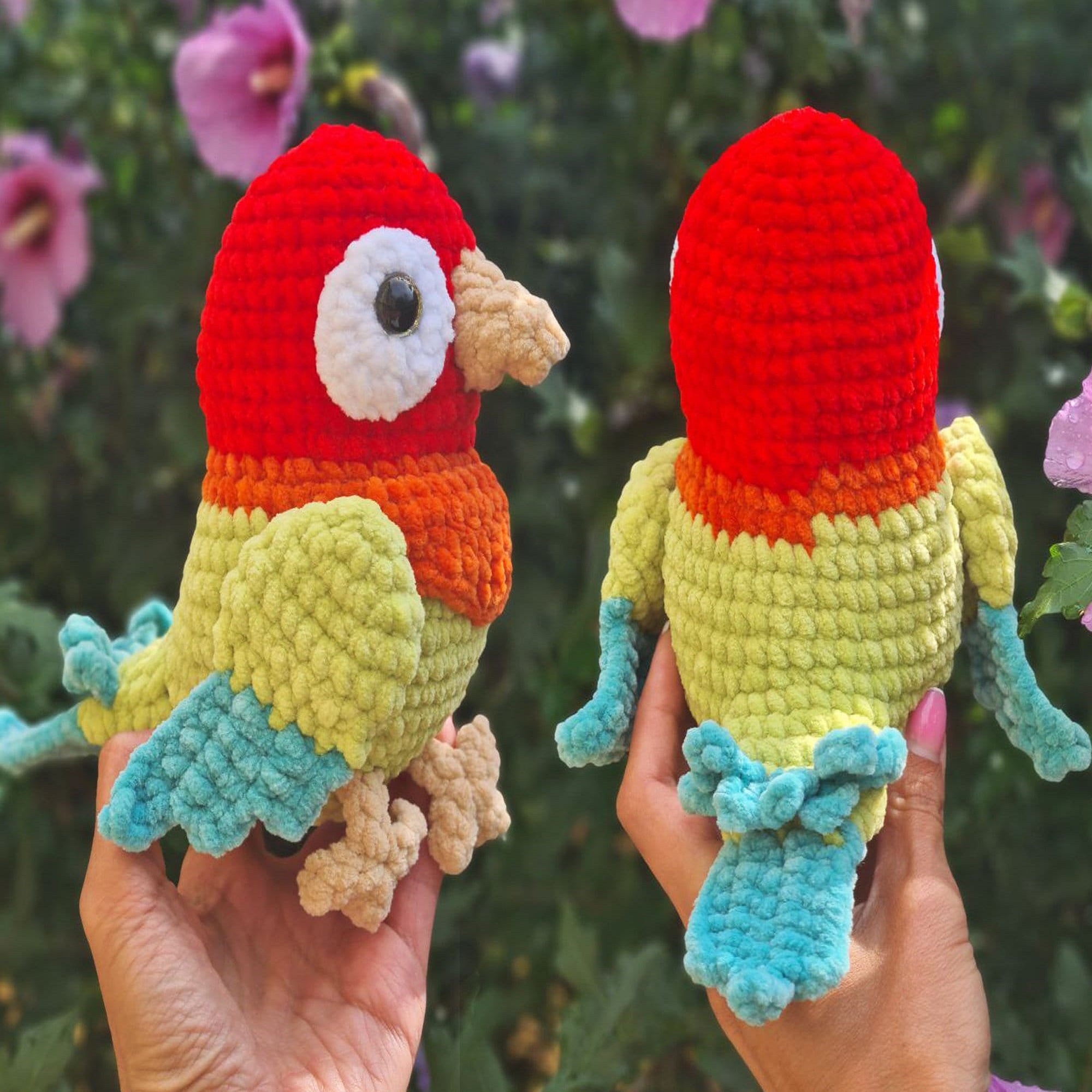3-in-1 PARROT Crochet Pattern (skill level intermediate)