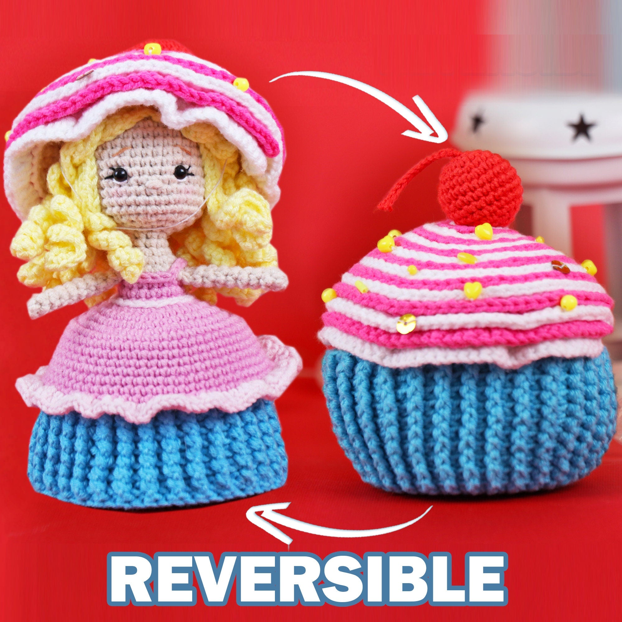 REVERSIBLE DOLL PDF Crochet Pattern, Reversible Princess and Muffin Amigurumi Pattern, Crochet Amigurumi, Easy Crochet Pattern