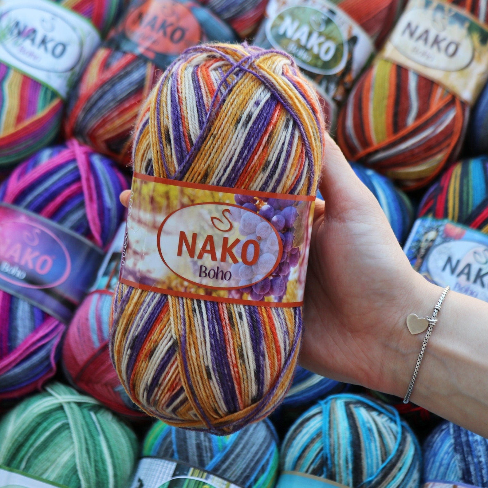 NAKO BOHO, SOCK Yarn 41 Colors, Merino Wool Sock Yarn, Fingering Sock Yarn, Superwash Socks Yarn, Wool Yarn, Knitting Yarn, Winter Yarn