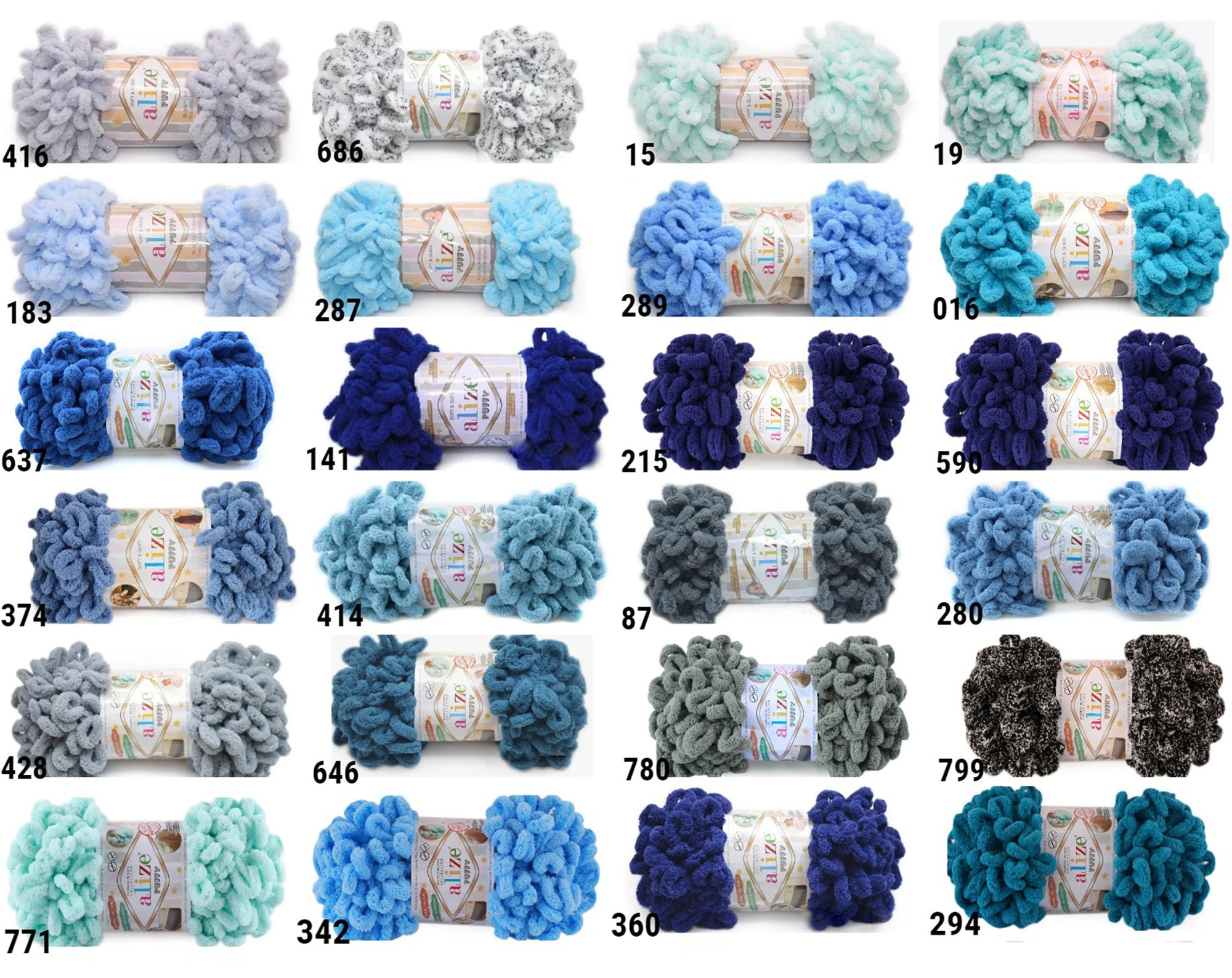 ALIZE PUFFY - 82 COLORS, Chenille Yarn, Loop Yarn, Amigurumi Yarn, Finger Knitting, Baby Chenille Wool Yarn, Baby Blanket Yarn, Fluffy Yarn