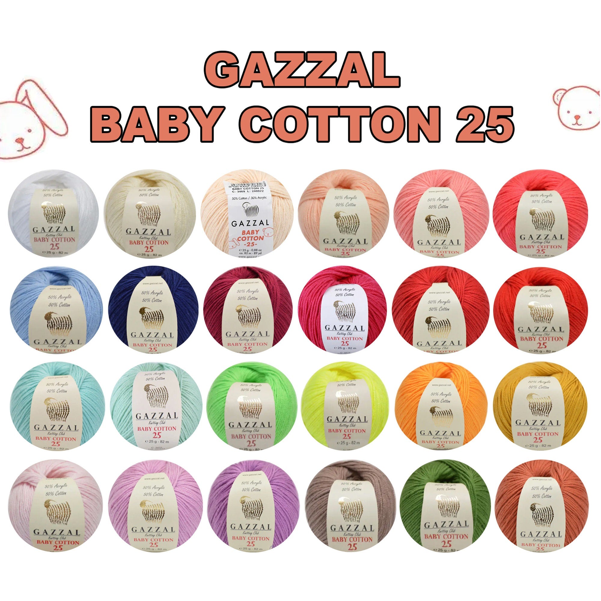 COTTON BLEND YARN. Mini Skeins. Amigurumi Cotton Yarn. Gazzal Baby Cotton. Summer Yarn. Cotton Acrylic blend Yarn. Crochet Yarn. Dress Yarn.