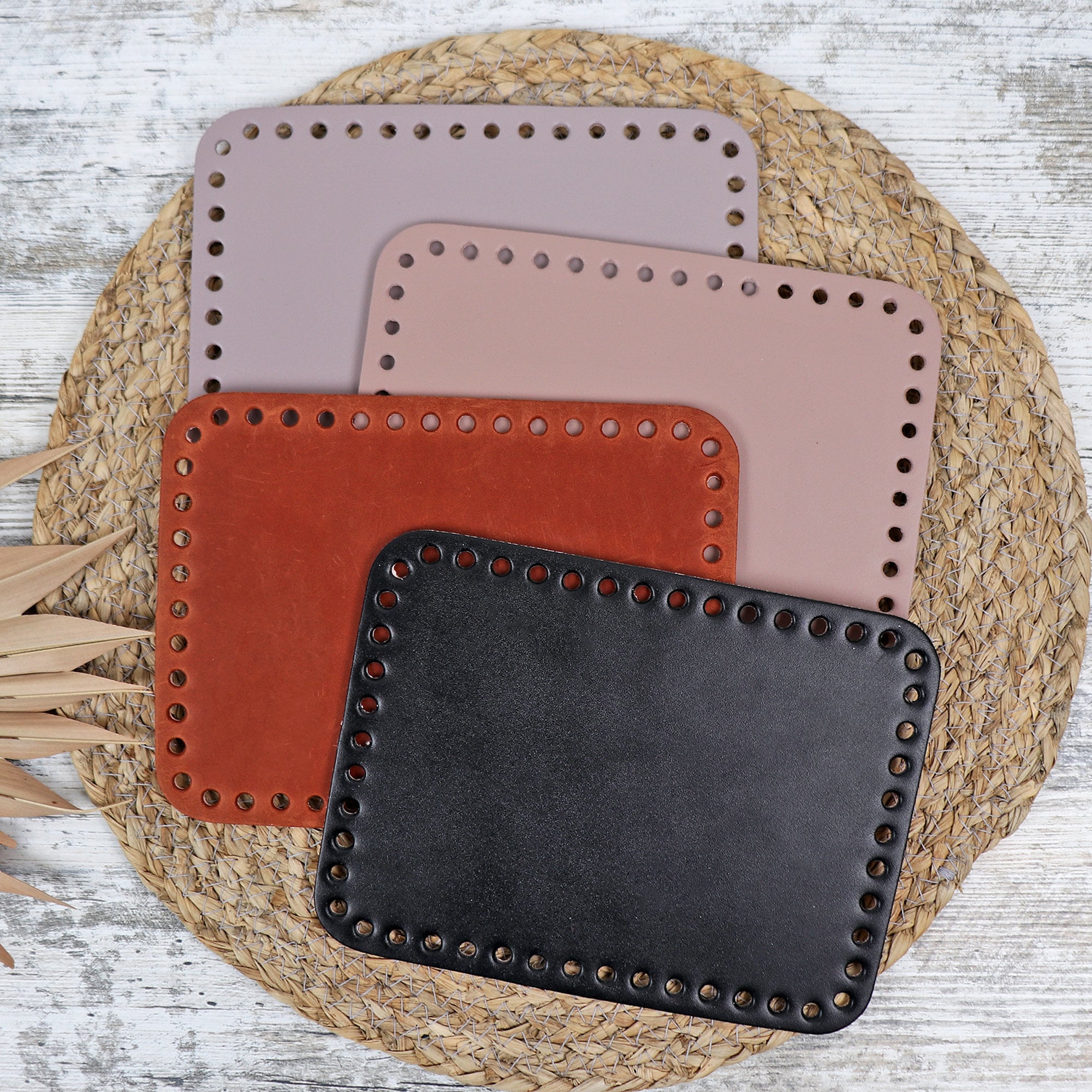 Genuine LEATHER BOTTOM for Crochet Bag or Backpack, Oval or Rectangle Bottom With Holes, Accessories for Crochet, Bag Base for Crochet