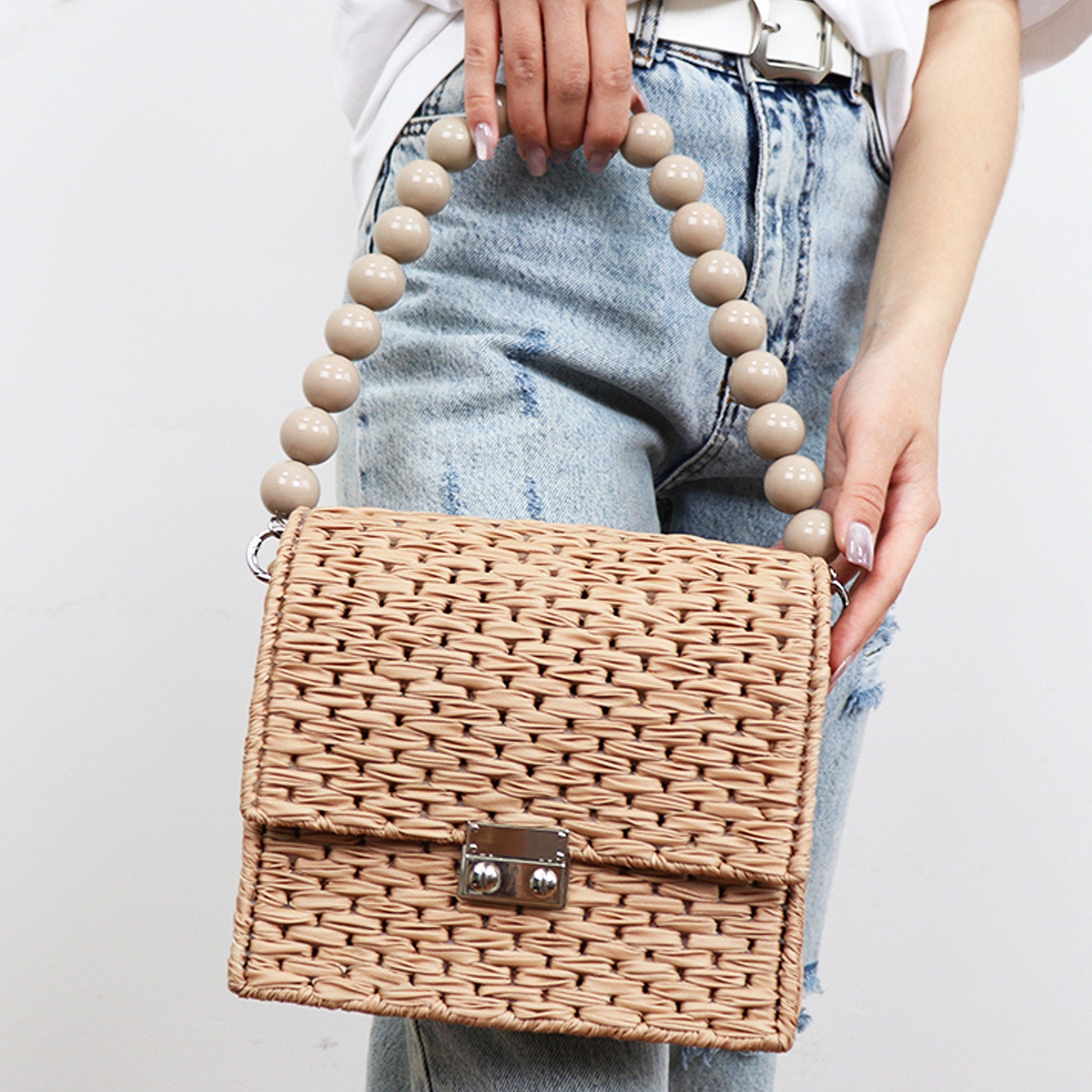 Shoulder Handbag Strap, Acrylic Purse Chain, Strap for Bags with Silver Hardware, Camera Bag Straps, Fabric Bag Strap, Colorful Purse Chain