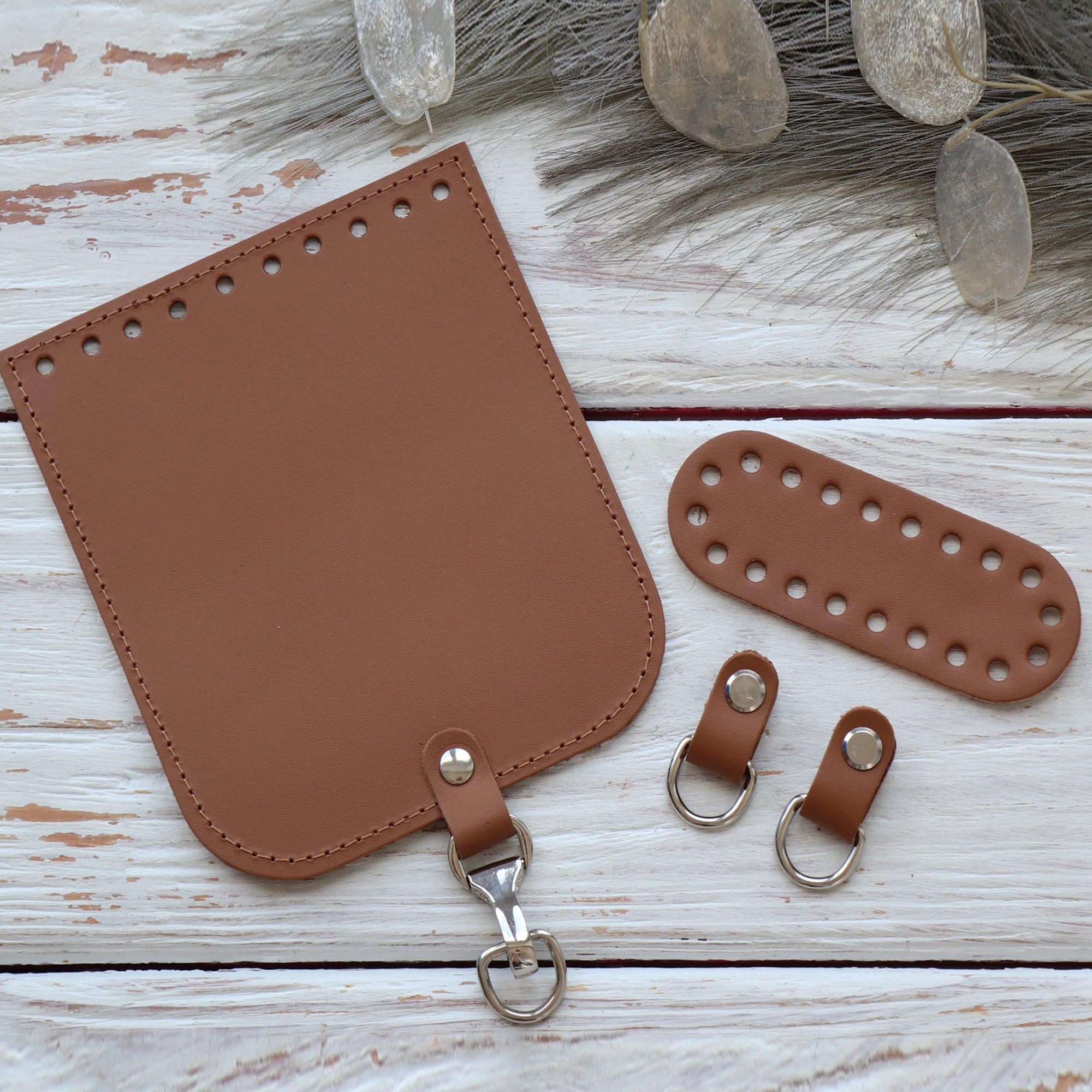 Leather kit for crochet bag. Set for crochet mini bag. Crochet bag kit. Bag leather set. Crochet bag supplies. Crochet mini bag set.