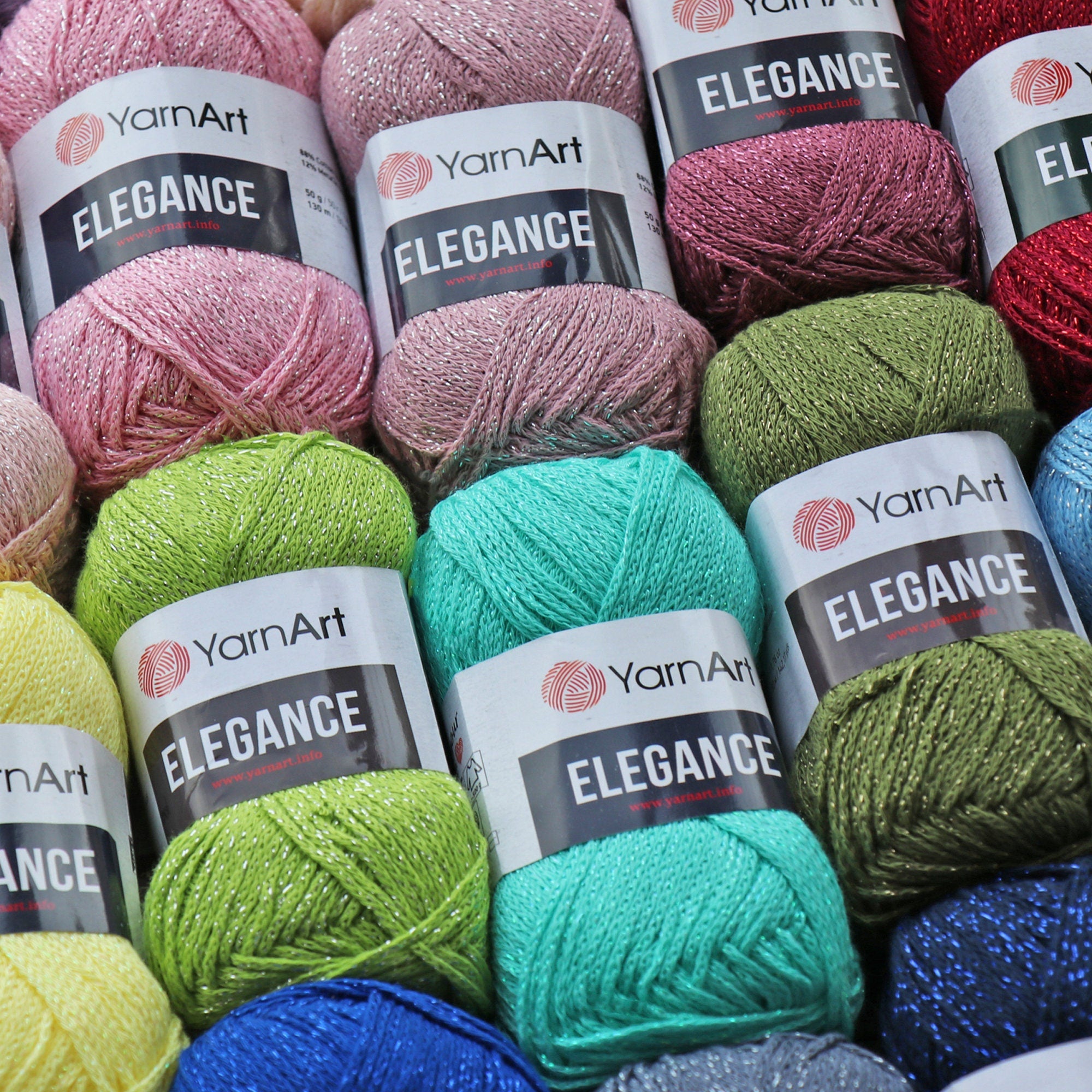 YarnArt Elegance, Glittery Cotton Yarn, Sparkle Yarn, Cotton Blend Yarn, Shiny Yarn, Summer Yarn, Baby Cotton Yarn, Metallic Yarn