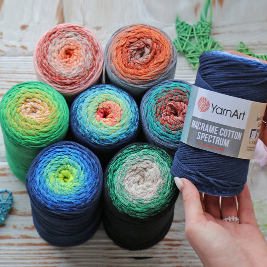 YarnArt MACRAME COTTON SPECTRUM, 2 mm Macrame Cord, Macrame Rope, Multicolor Macrame Yarn, Colorful Macrame, Macrame Supplies, 80% Cotton