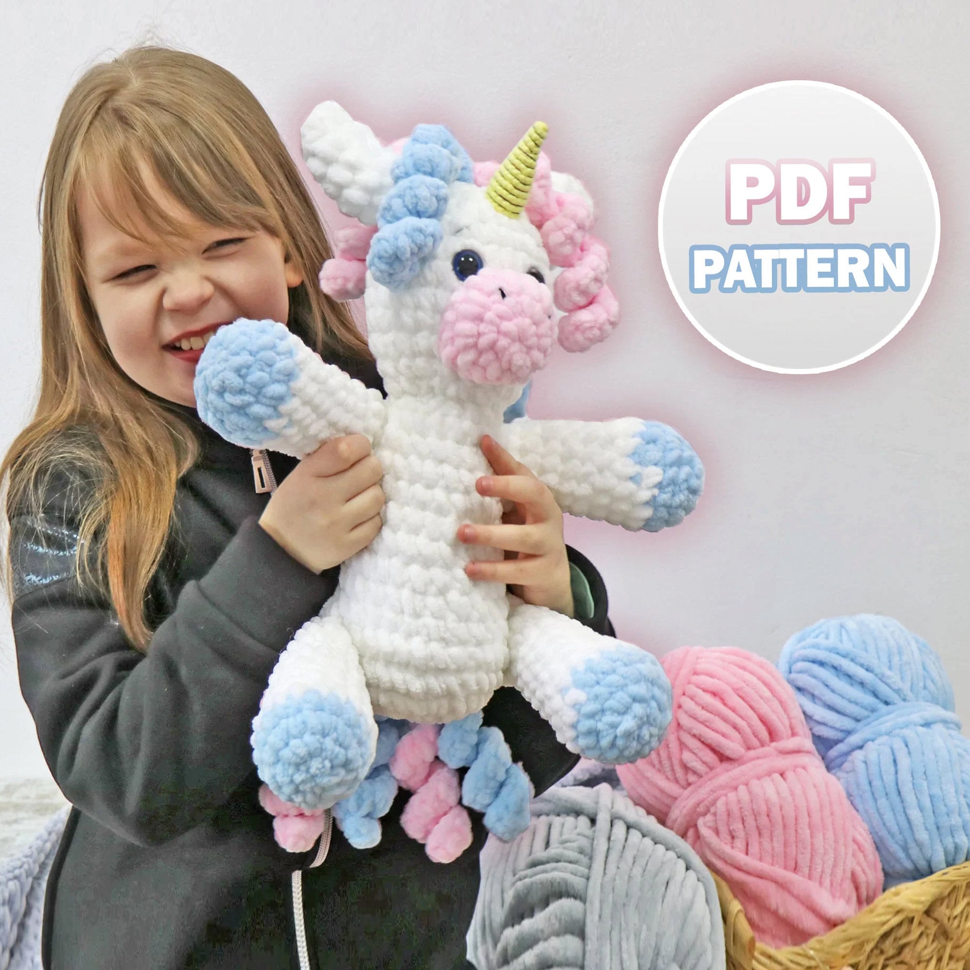 CROCHET UNICORN Pattern, Amigurumi Pony Pattern PDF, Unicorn Crochet Toy Pattern Animal Amigurumi, Amigurumi Rainbow Unicorn, Plush Toy