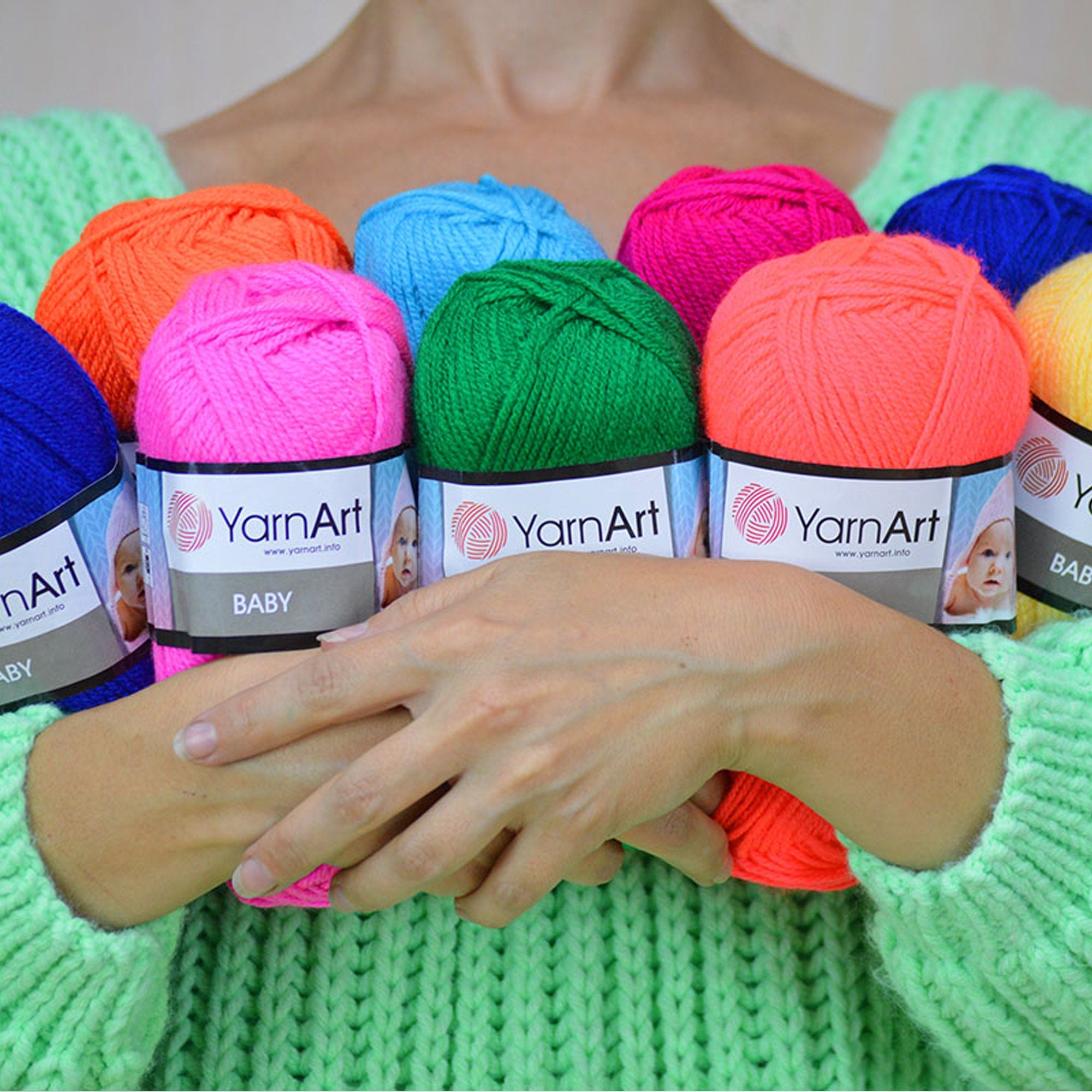 YarnArt BABY Soft Acrylic Yarn, 40 Colors, Crocheting Yarn, Knitting Yarn, 2 Sport Fine Weight Yarn, Amigurumi Yarn, Multiple Colors Option