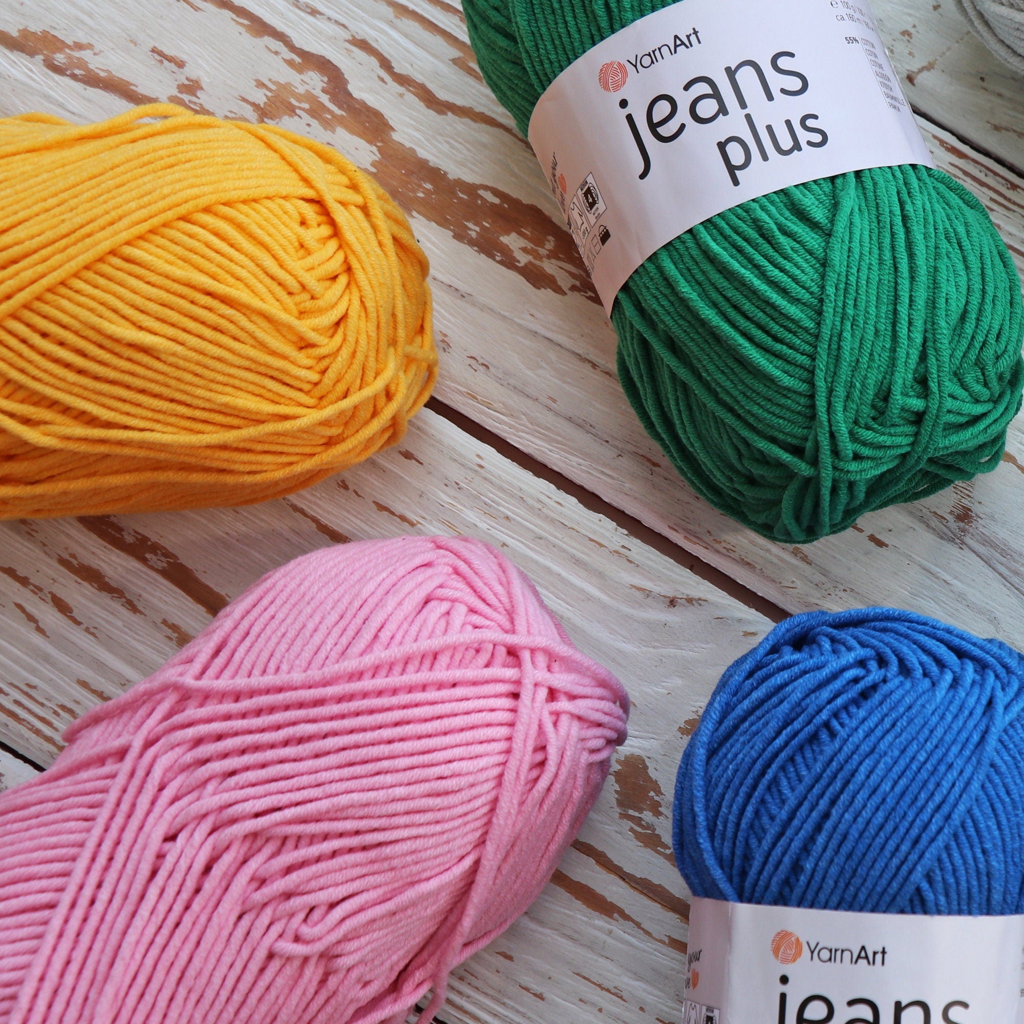YARNART JEANS PLUS, Crochet Yarn, Amigurumi Yarn, Baby Yarn, AntiPilling Yarn, Blanket Yarn, 55% Cotton Yarn, 3.52 Oz, 174.98 Yds