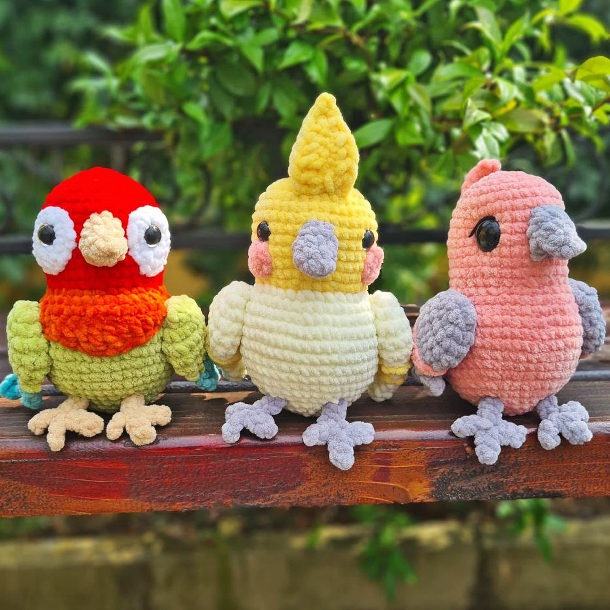 3 in 1 Crochet Pattern Set, PARROT Crochet Pattern, Amigurumi Plushie Parrot, PDF Crochet Pattern, Bird Lover Gift, Parrot Stuffed Plush