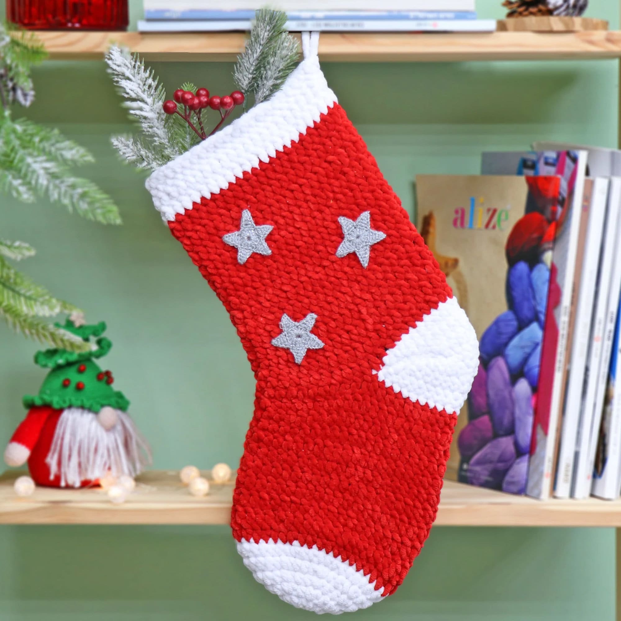 CROCHET Christmas Stocking PATTERN. PDF oversized stocking pattern. Holiday decor. Christmas gift. Easy crochet pattern. Instant download