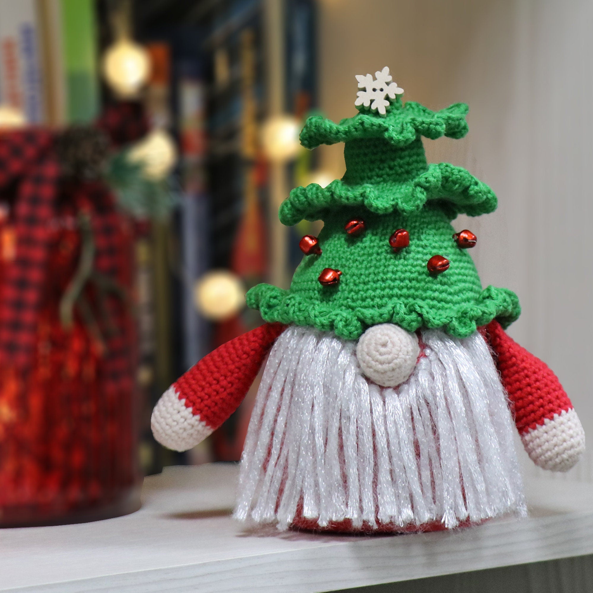 Christmas TREE GNOME Crochet Pattern, Merry and Bright Gnome, Gnome Cross Stitch Pattern, Gnome Ornament Pattern, Amigurumi Gnome