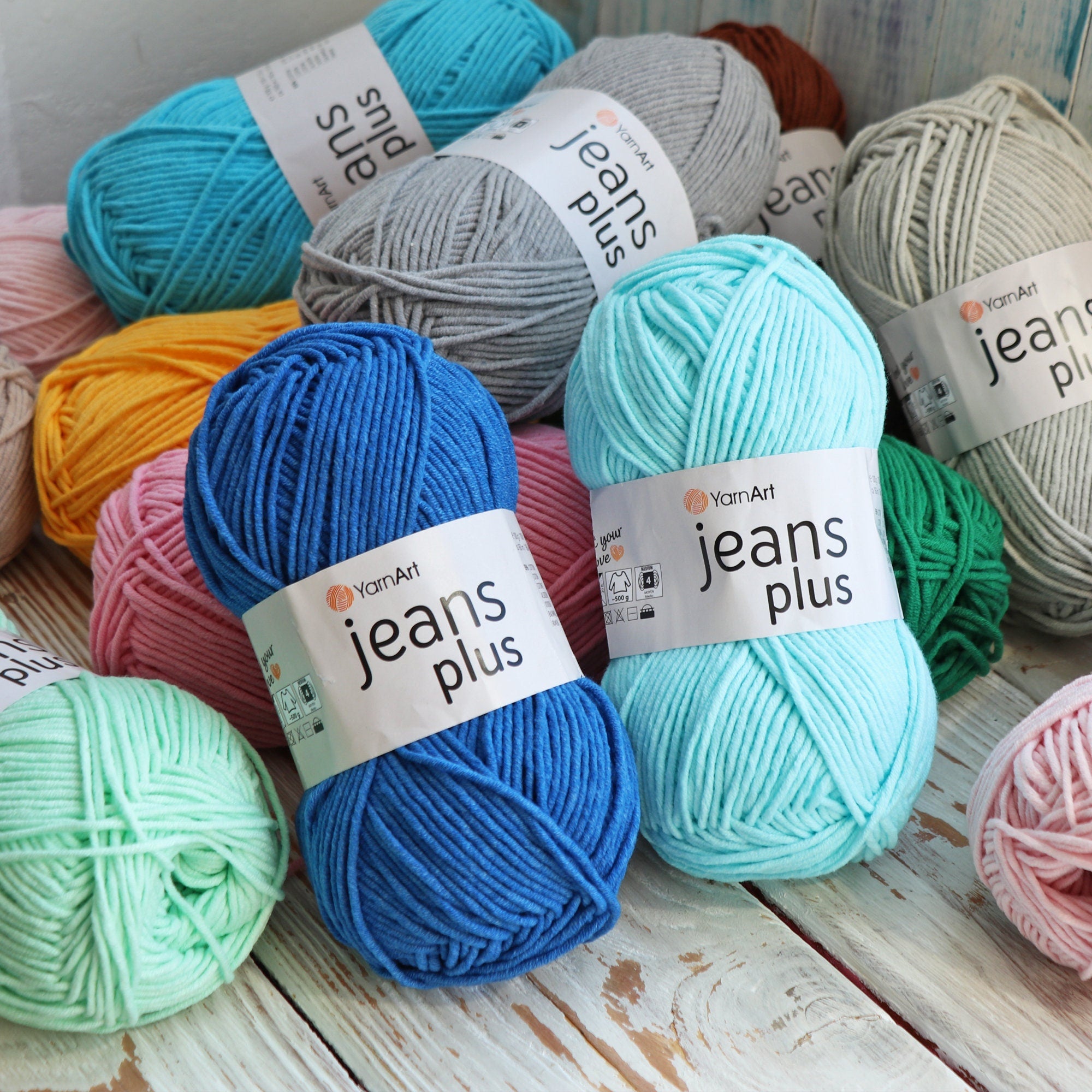 YARNART JEANS PLUS, Crochet Yarn, Amigurumi Yarn, Baby Yarn, AntiPilling Yarn, Blanket Yarn, 55% Cotton Yarn, 3.52 Oz, 174.98 Yds