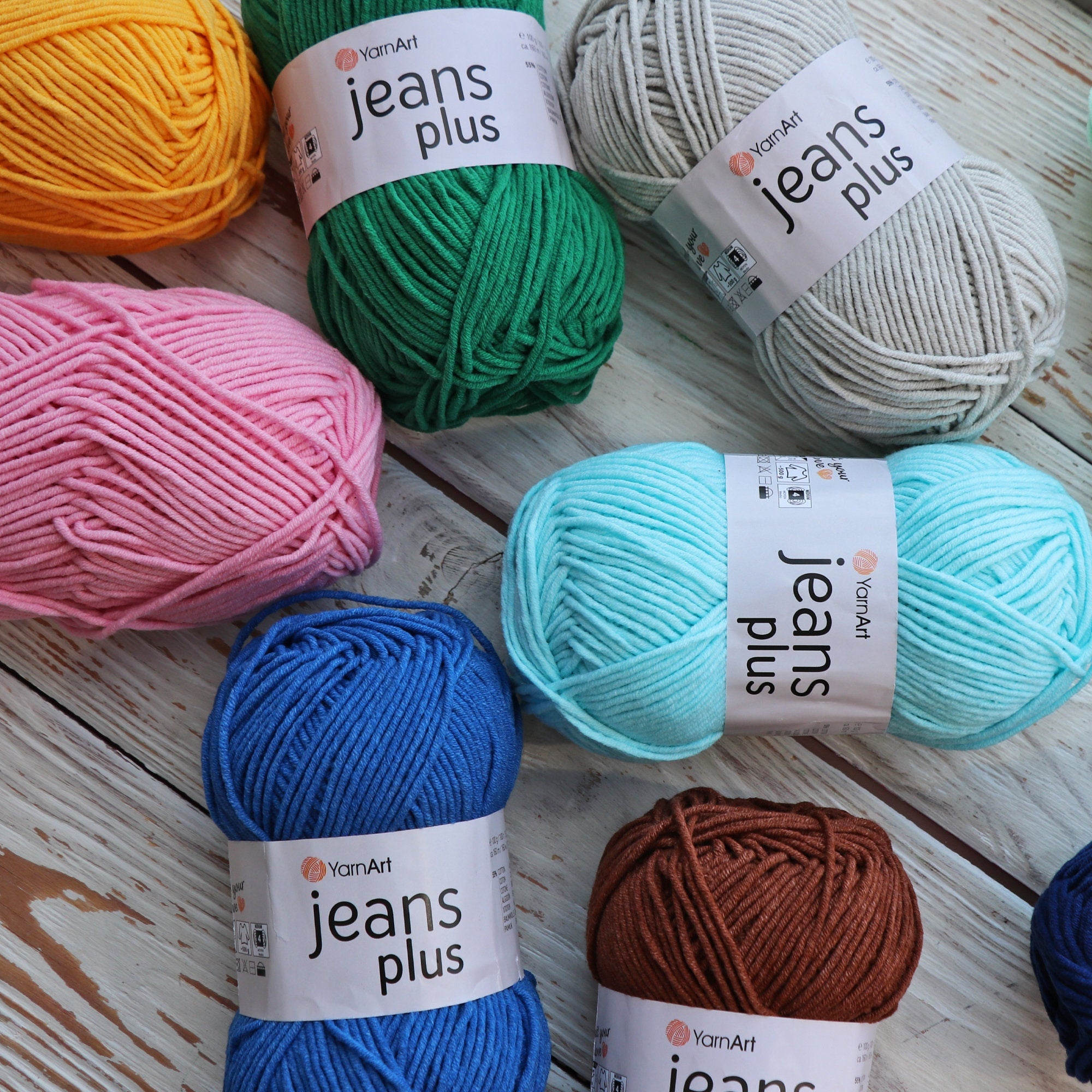 YARNART JEANS PLUS, Crochet Yarn, Amigurumi Yarn, Baby Yarn, AntiPilling Yarn, Blanket Yarn, 55% Cotton Yarn, 3.52 Oz, 174.98 Yds