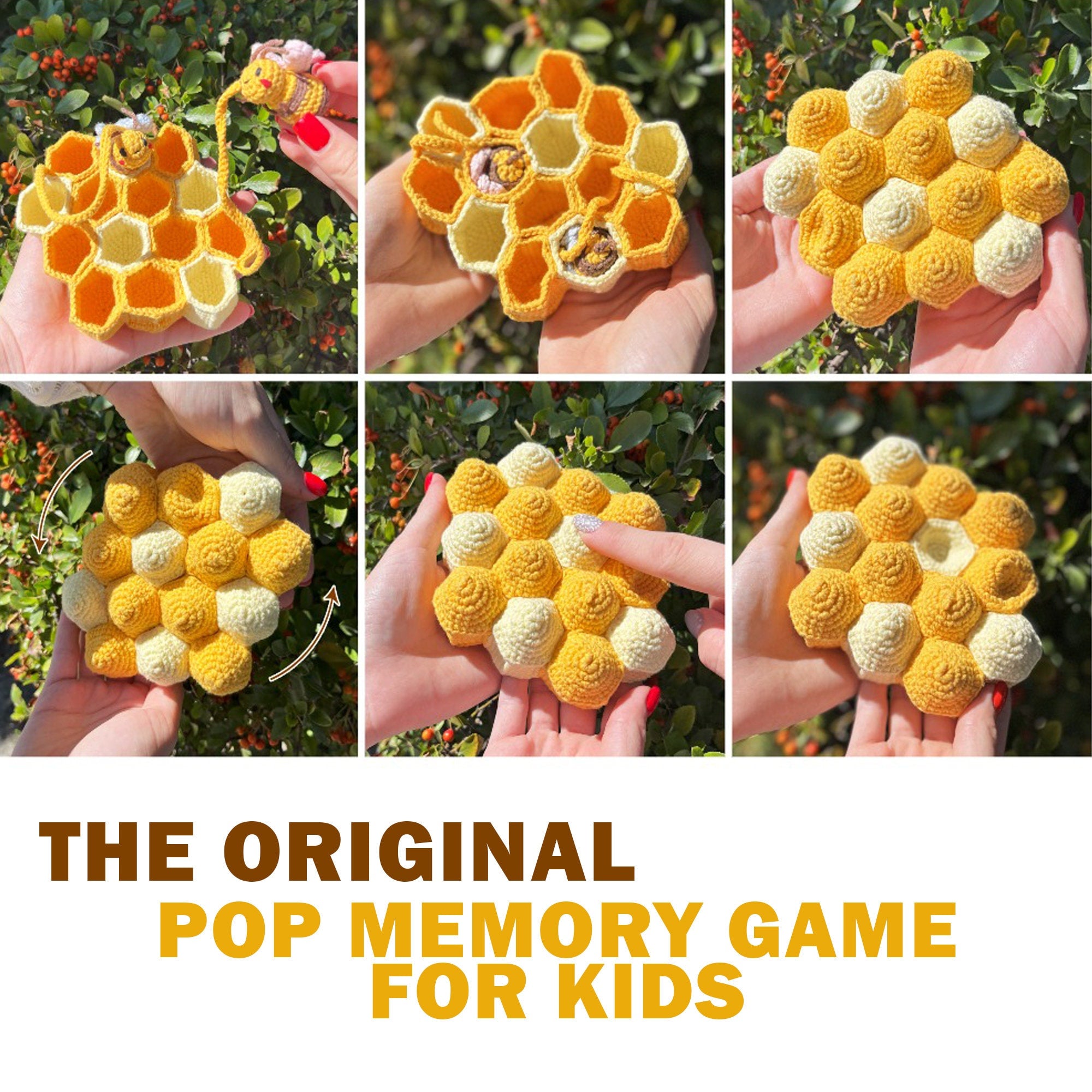 The ORIGINAL BEE POP Memory Game Pop It Crochet Pattern, Crochet Bee, Bee Crochet Memory Game, Amigurumi Bee Crochet Patterns, Pdf Pattern