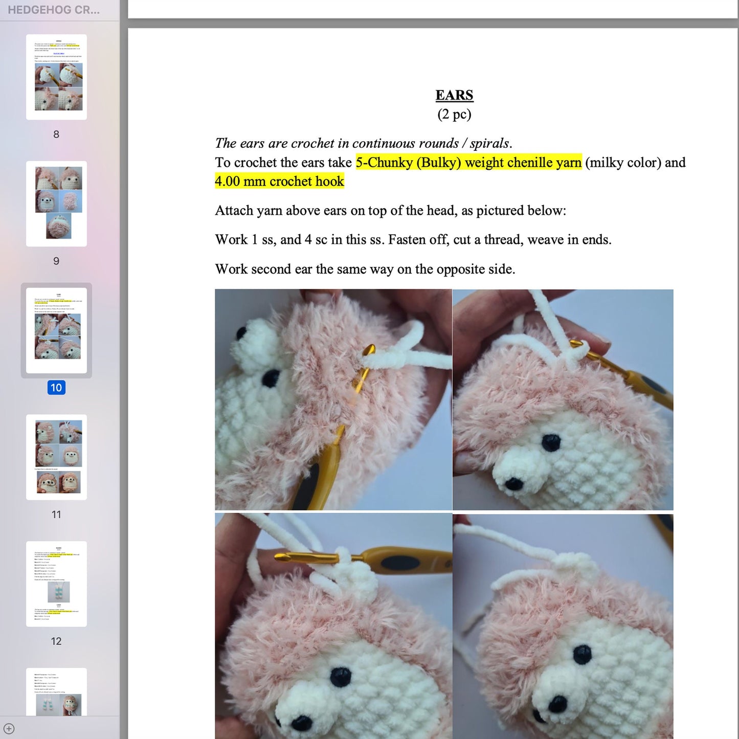 Hedgehog AMIGURUMI PATTERN, PDF Crochet Animal Pattern, Crochet Pattern, Amigurumi Hedgehog Pattern, Beginner Crochet, Eanglish Pattern