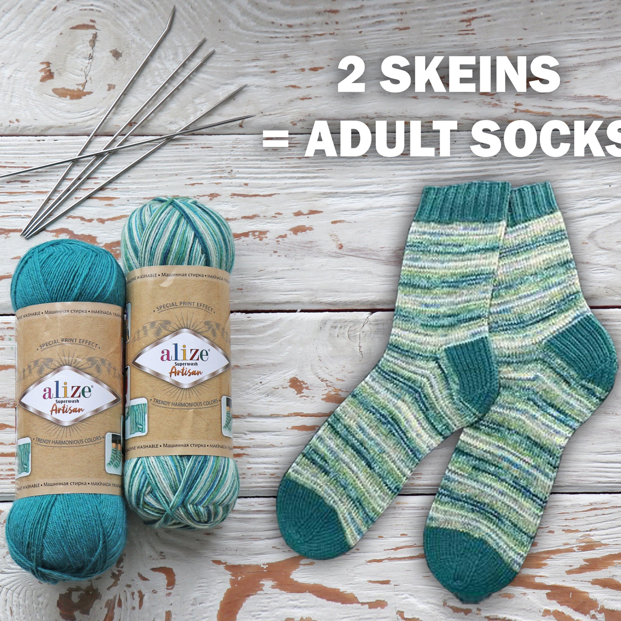 Alize Superwash Artisan, Sock Yarn, Knitting Yarn, Wool Yarn, Self Stripping Yarn, Batik Yarn, Sock Yarn Hosiery 32 Colors