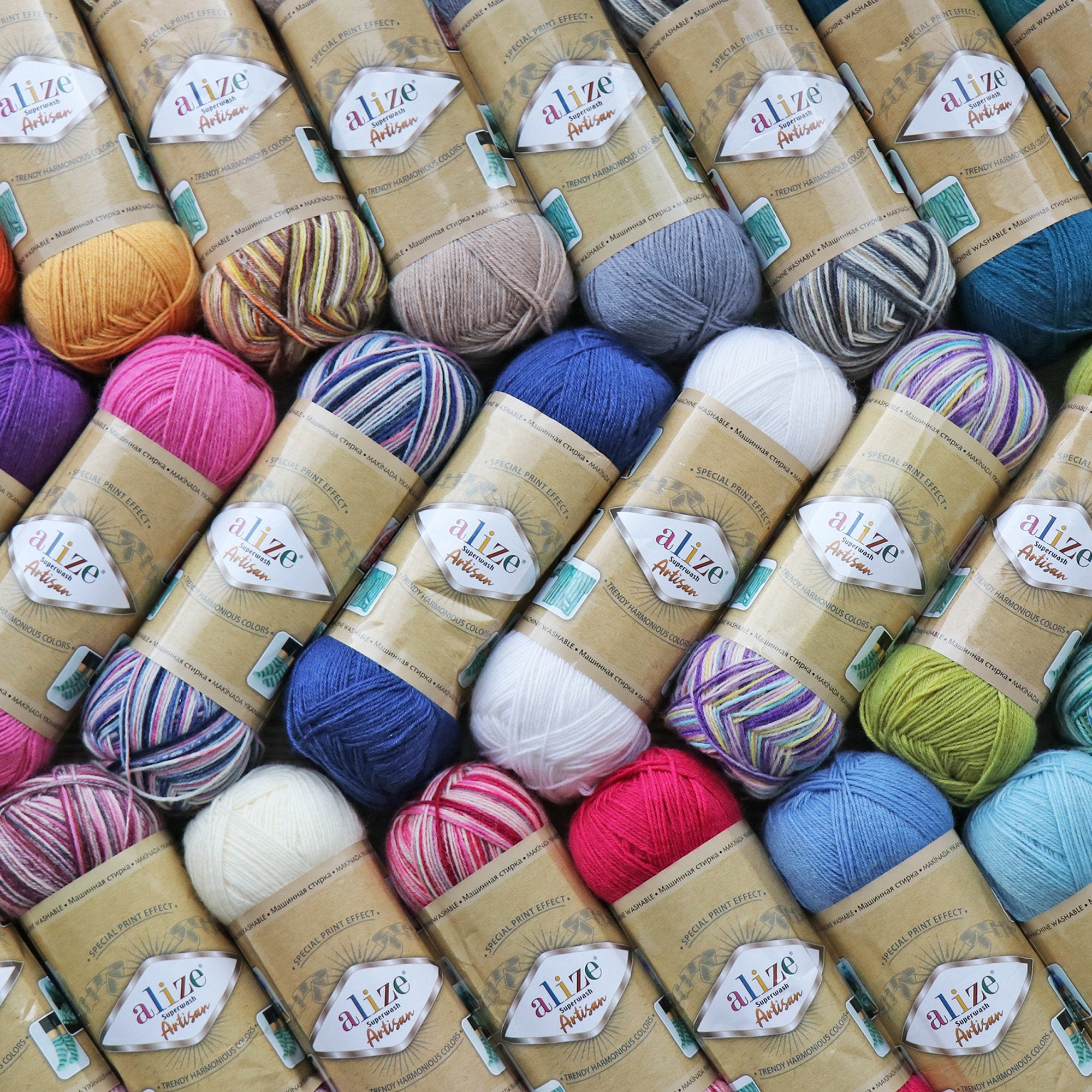 Alize Superwash Artisan, Sock Yarn, Knitting Yarn, Wool Yarn, Self Stripping Yarn, Batik Yarn, Sock Yarn Hosiery 32 Colors