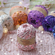 SEQUIN COTTON YARN, Sparkle Yarn, Crochet Yarn, Knitting Yarn, Nuno Felting, Beaded Yarn, Yarn With paillettes, 6mm&3mm Sequins Cotton Yarn