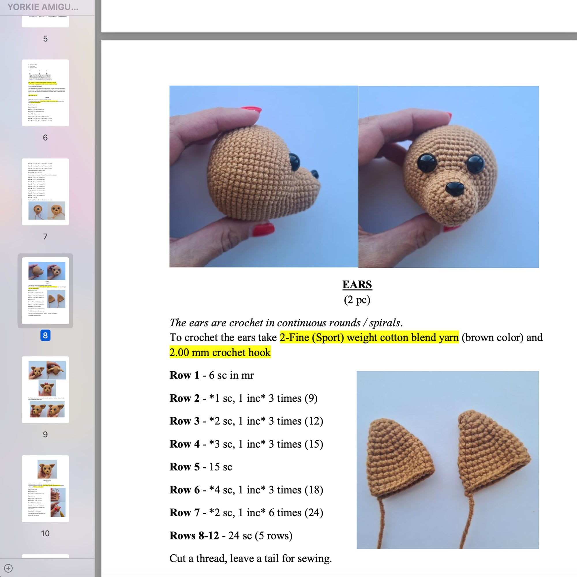 YORKIE Crochet Pattern, Amigurumi Dog, Crochet Sitting Puppy, Dog Crochet, Yorkie Dog Crochet, Crochet Puppy, English PDF Pattern