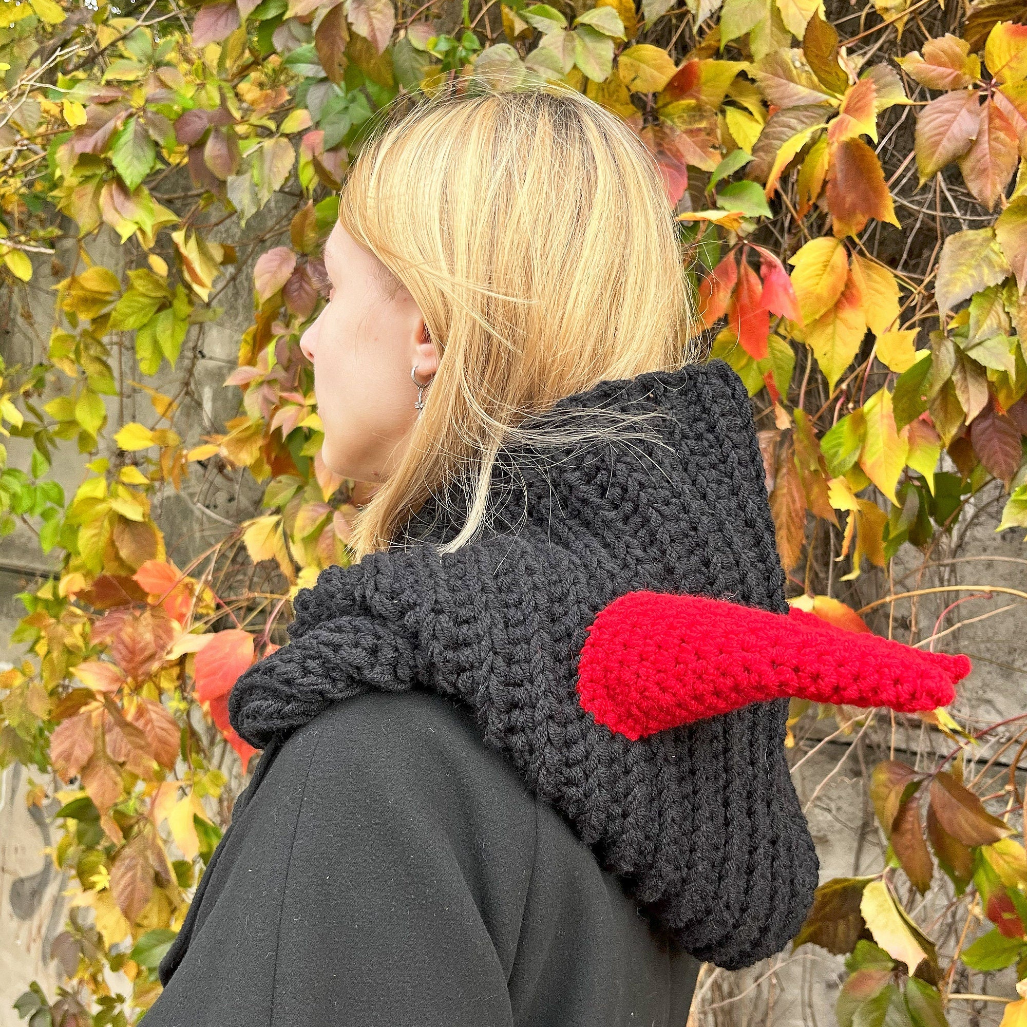 Crochet Pattern HORNED COWL, Halloween Hood, Unisex Hooded Cowl, Crochet Balaclava, Halloween Costume, English Only, Digital PDF Pattern