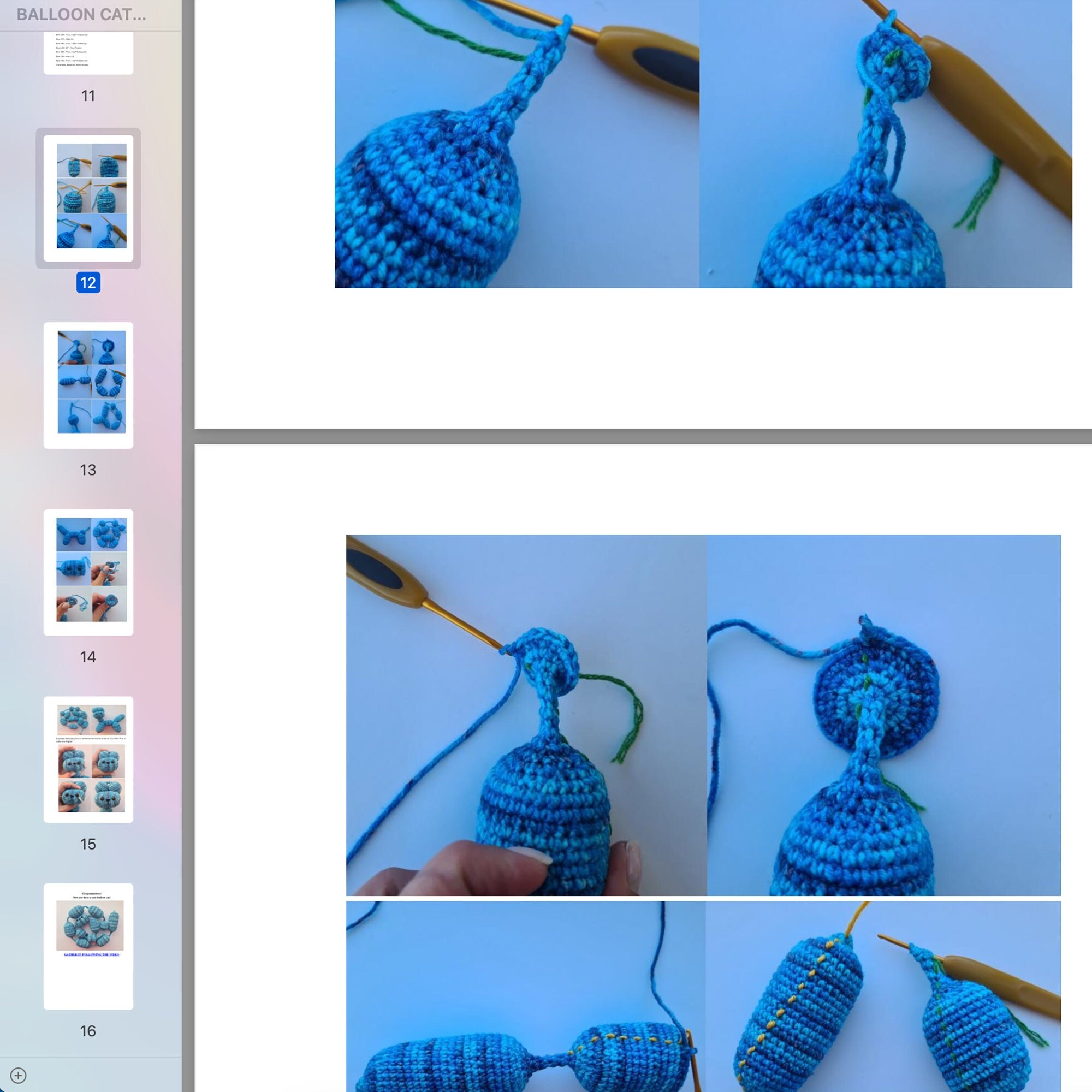 Balloon Animal Cat Crochet Pattern, Amigurumi Cat Pattern, Balloon Cat Pattern, Ballon Animal Plushie, Instant Download