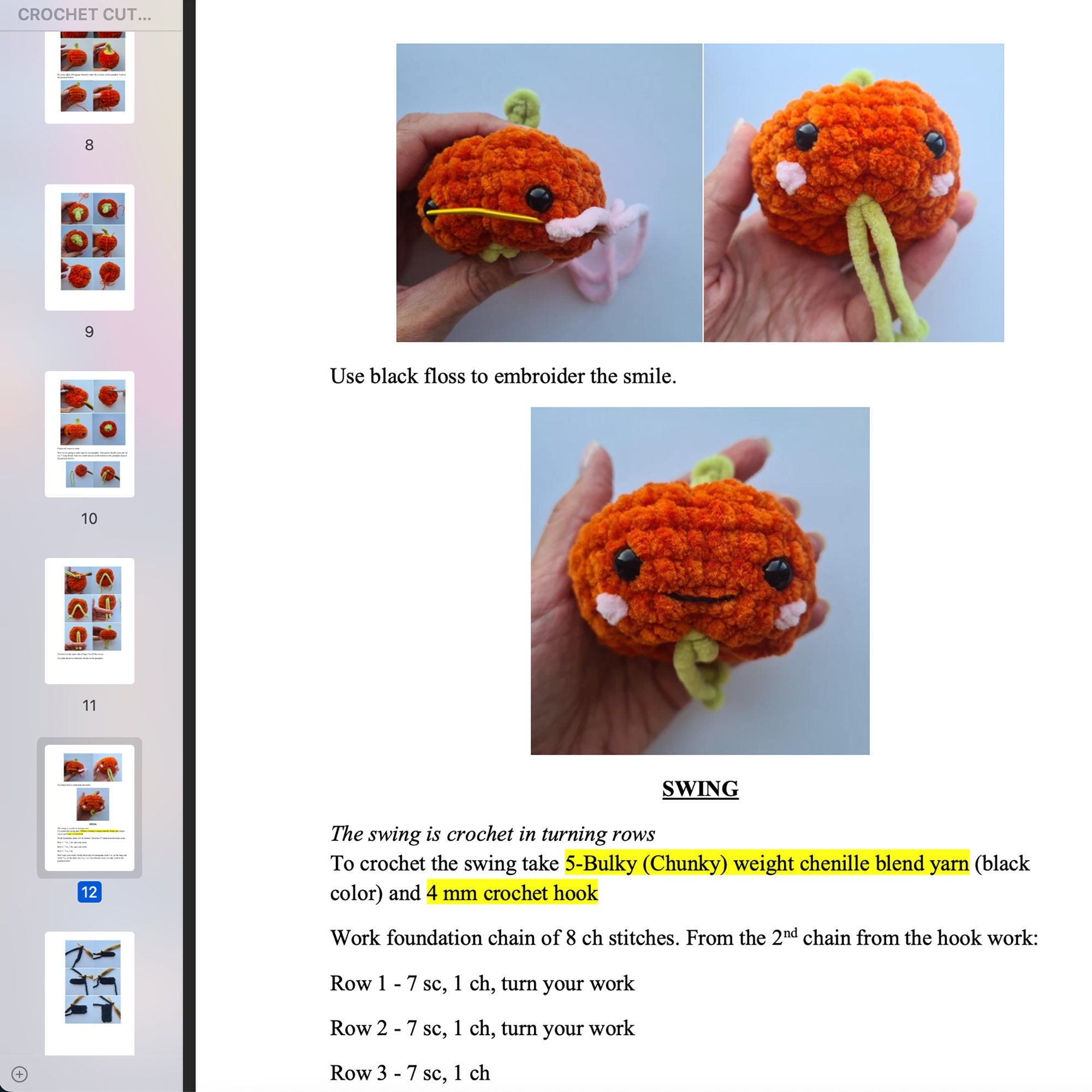 Crochet PUMPKIN Car Mirror Hanger PDF PATTERN, Fall Car Decor, Diy Car Accessories, Amigurumi, Fall Decor, Car Hanger