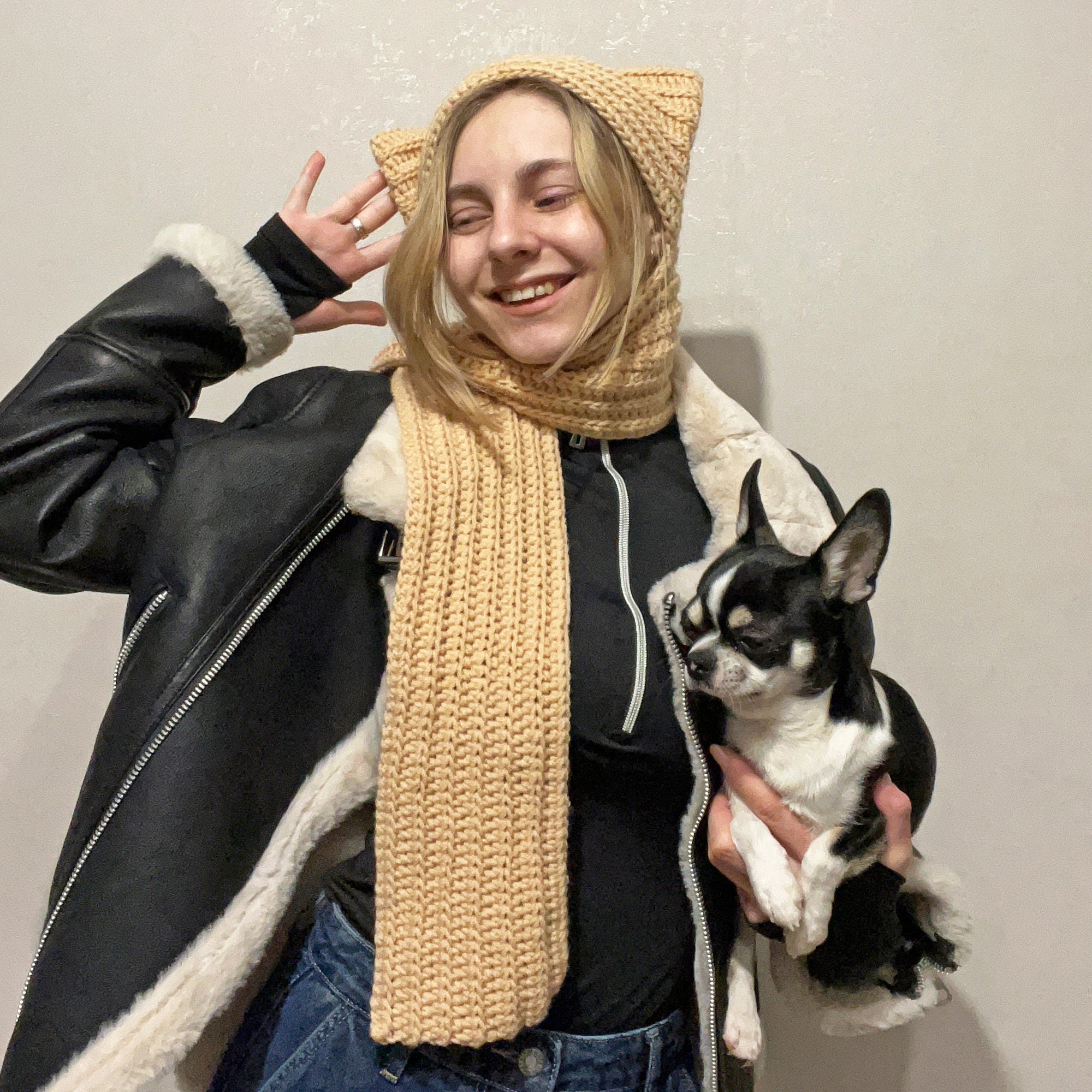 Cute Kitty HAT-SCARF Pdf Crochet Pattern, Size: S-XL Easy Crochet Pattern, Crochet Hat Pattern, Crochet Scarf Pattern, Baby Crochet Hat