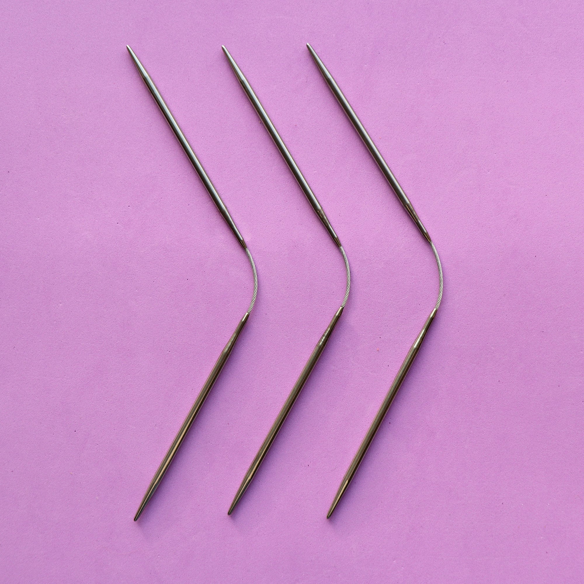 SET of 3 Flexible DOUBLE POINTED Knitting Needles 2.0-4.0 mm, Sock Knitting Needles, Steel Stocking Needles, Length 21 cm / 8 in