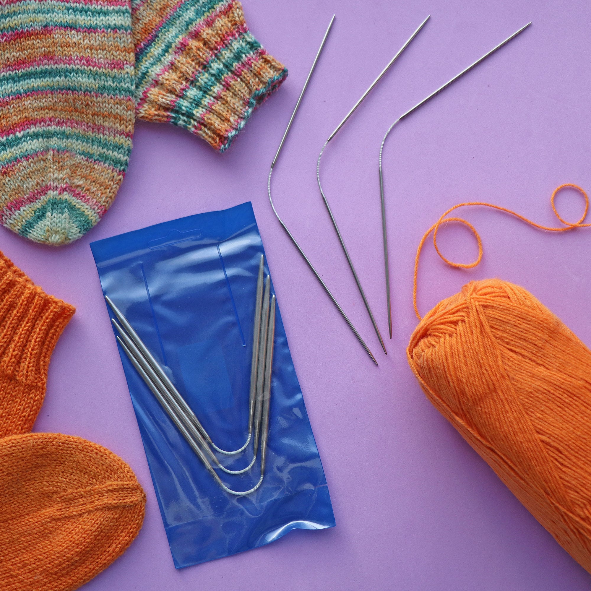 SET of 3 Flexible DOUBLE POINTED Knitting Needles 2.0-4.0 mm, Sock Knitting Needles, Steel Stocking Needles, Length 21 cm / 8 in