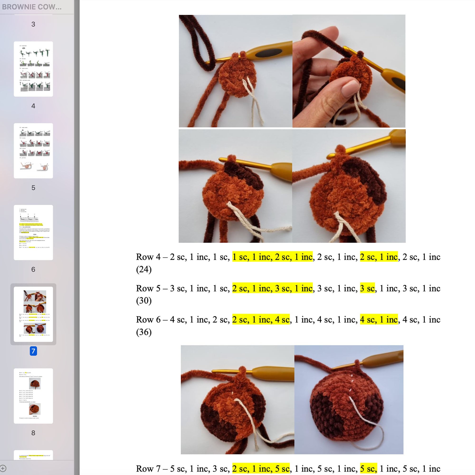 Crochet Cow Snuggler, Highland Cow Pattern, Brown Cow Pattern, Cow Pattern Tutorial, Amigurumi Lovely Pattern, Crochet Stuffed Animal