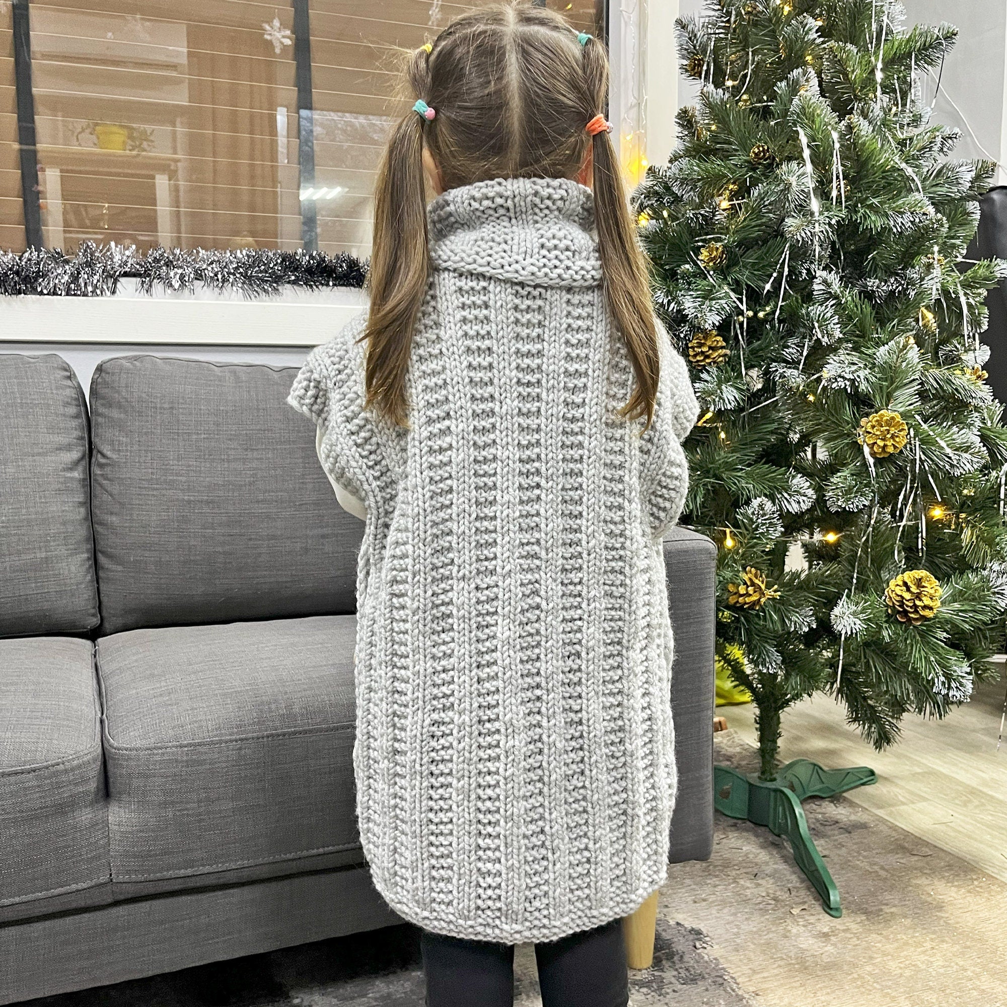 CHILDREN'S VEST With Removable Snood Knitting Pattern 3/4, 5/6, 7/8 years old, Children Pullover, Sweater, Gift for Baby, Baby Girls Sweater