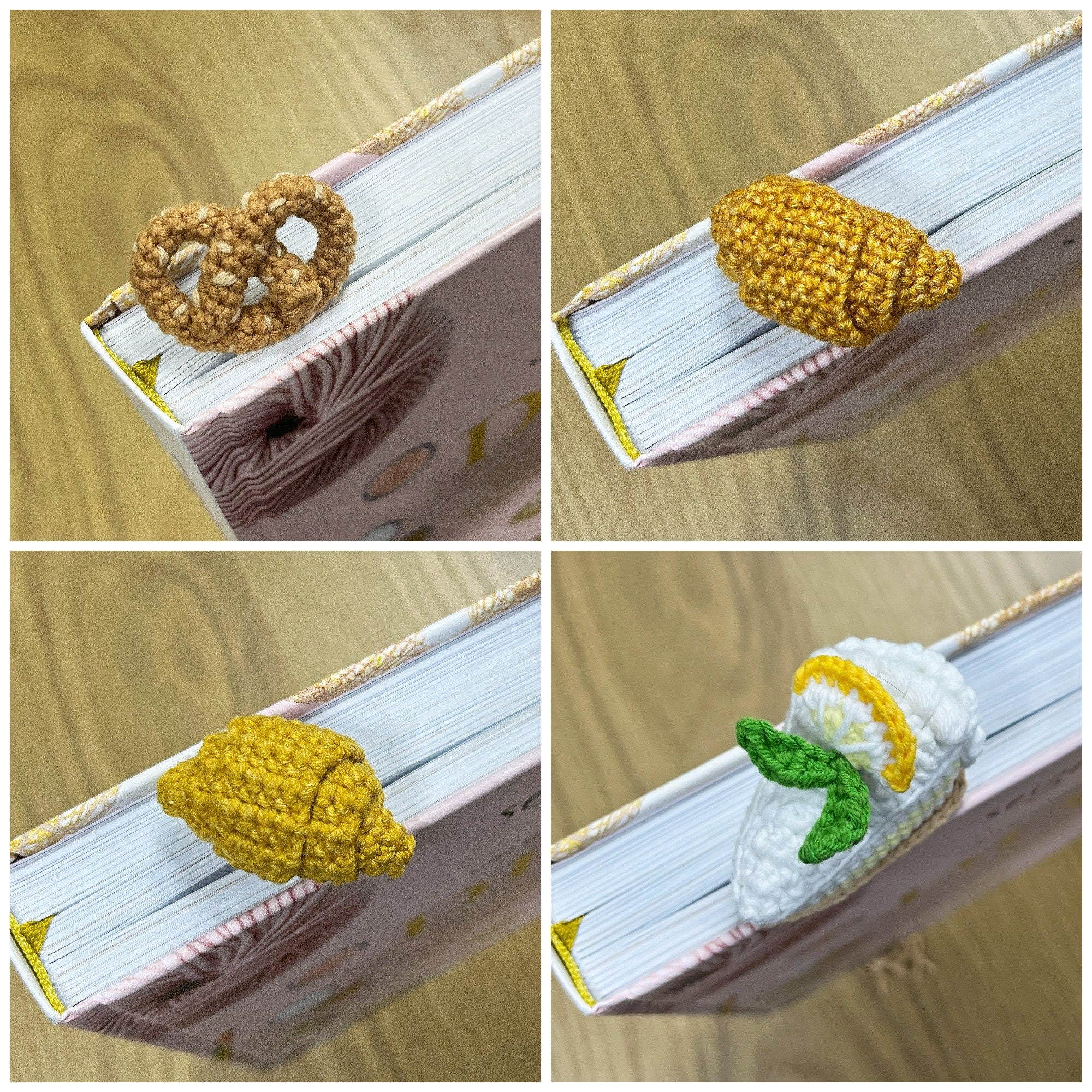 Crochet Pattern Pie Slice Bookmark, Pretzel Bookmark, Croissant Bookmark, PDF Pattern, Easy Crochet, US Terms (English Only)