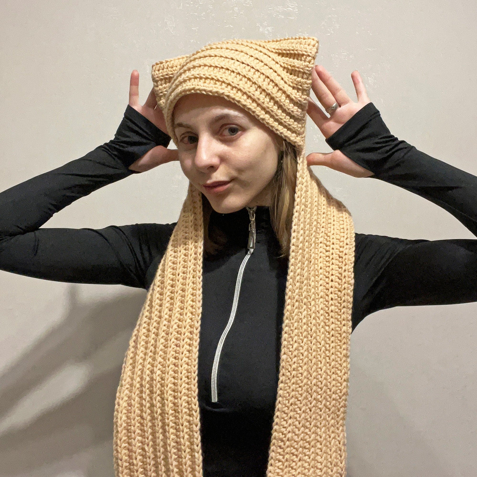 Cute Kitty HAT-SCARF Pdf Crochet Pattern, Size: S-XL Easy Crochet Pattern, Crochet Hat Pattern, Crochet Scarf Pattern, Baby Crochet Hat