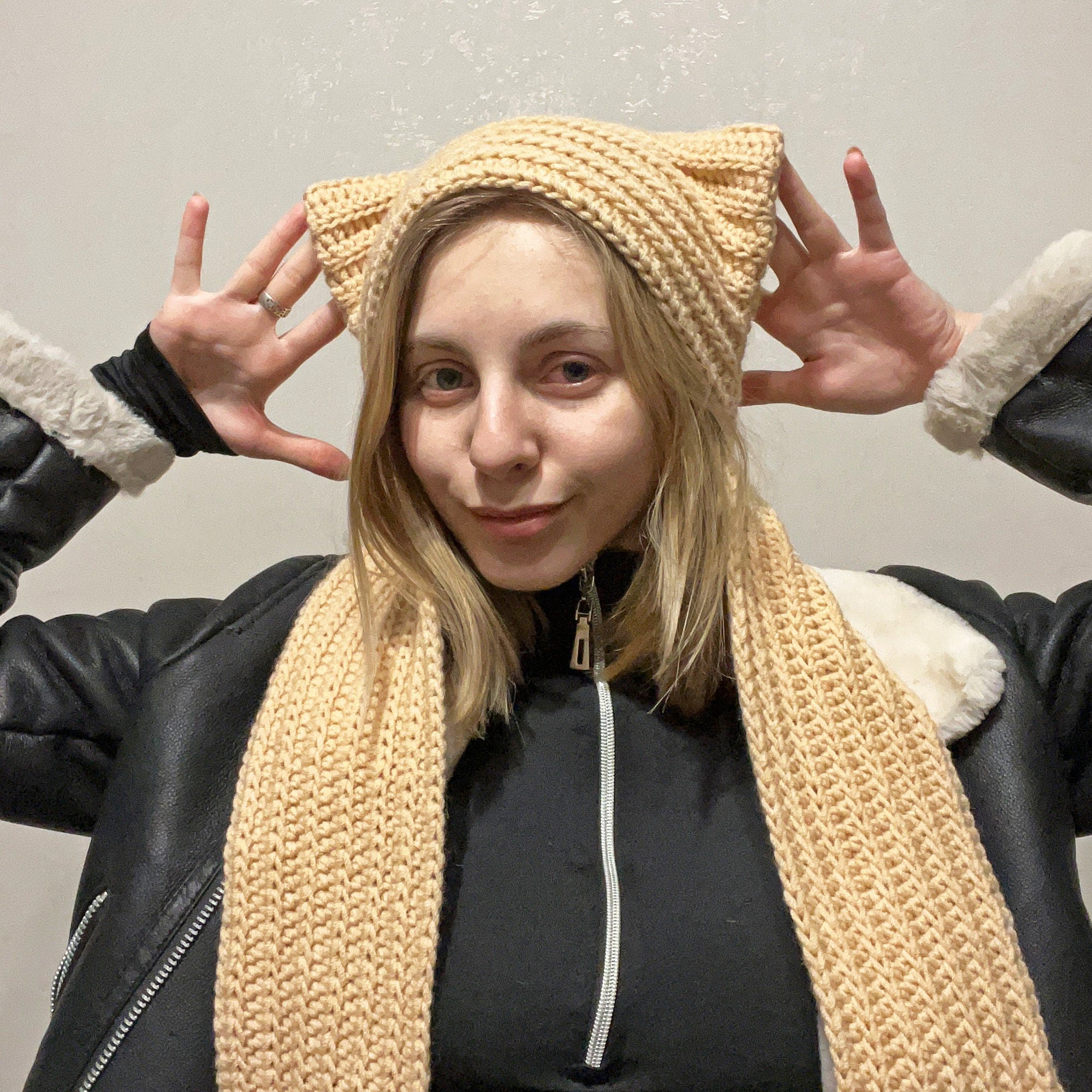 Cute Kitty HAT-SCARF Pdf Crochet Pattern, Size: S-XL Easy Crochet Pattern, Crochet Hat Pattern, Crochet Scarf Pattern, Baby Crochet Hat