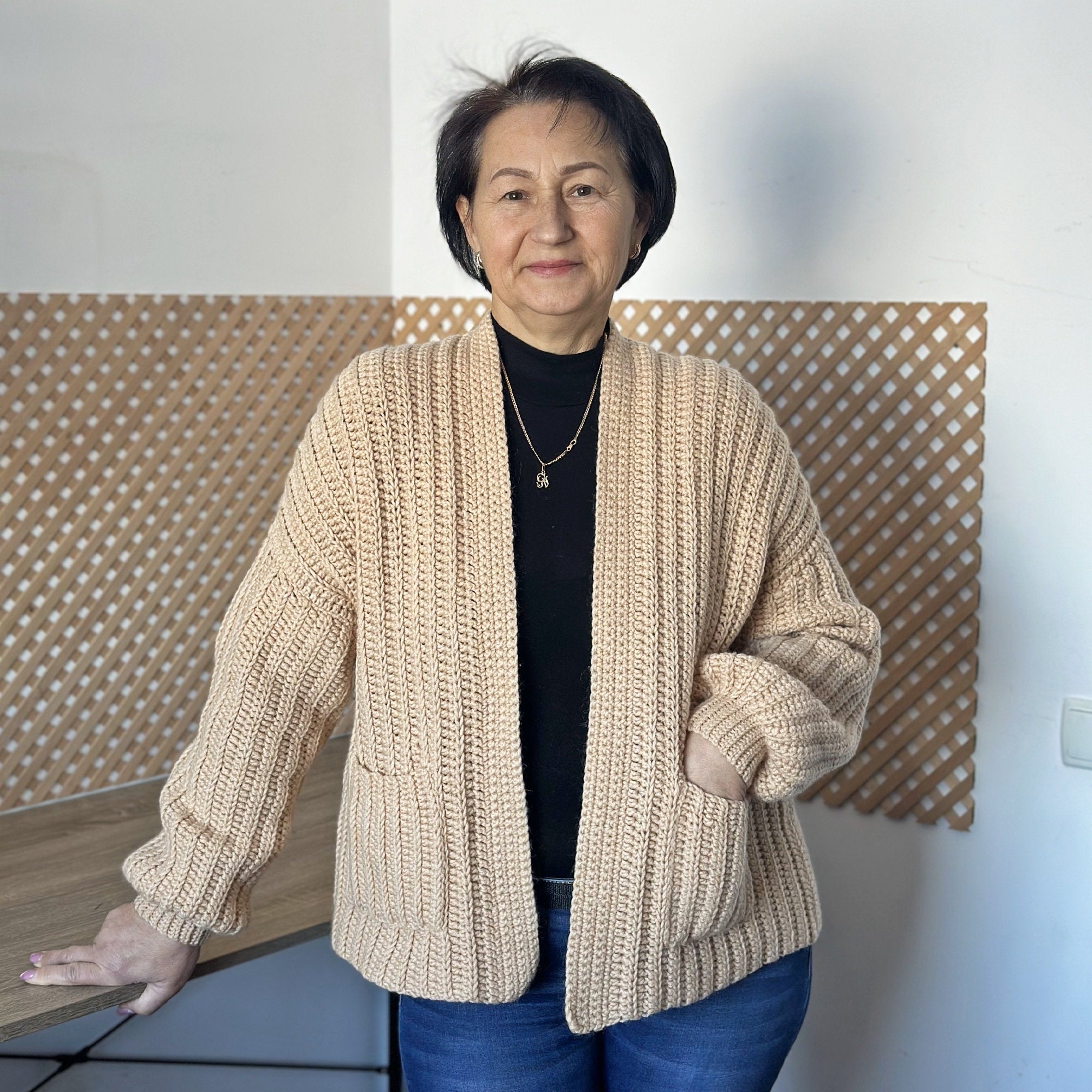 Cozy CARDIGAN with Pockets Crochet Pattern, Sweater Women Crochet Pattern, Modern Cardigan, Pullover Pattern- 7 Sizes, Sizes XS-3XL