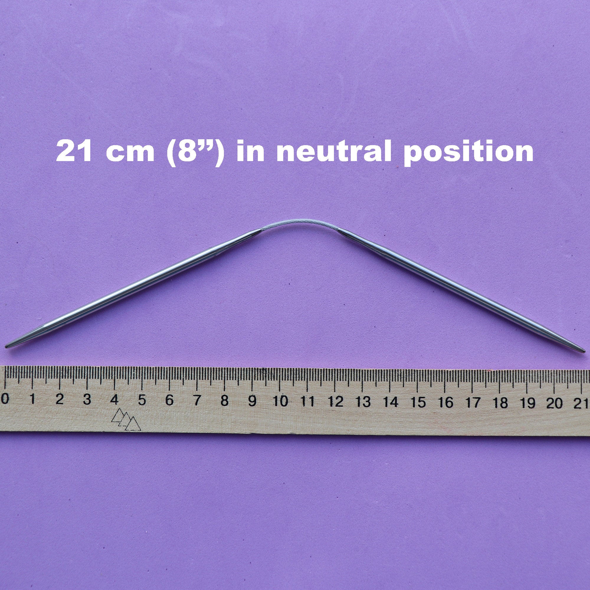 SET of 3 Flexible DOUBLE POINTED Knitting Needles 2.0-4.0 mm, Sock Knitting Needles, Steel Stocking Needles, Length 21 cm / 8 in