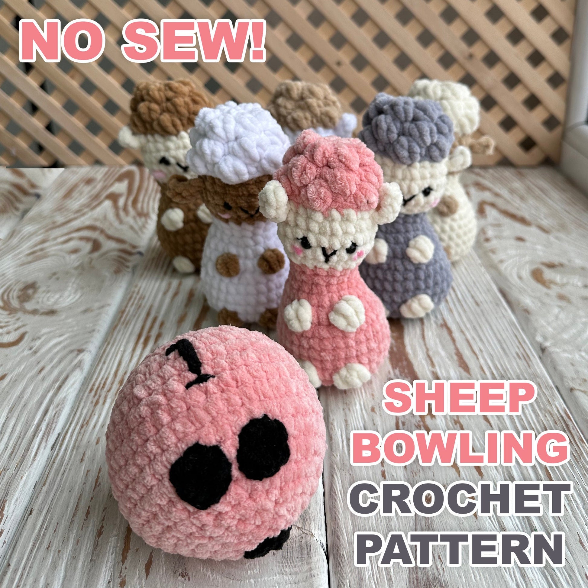 NO SEW Sheep Bowling Game Crochet Pattern, PDF Beginner Amigurumi Plushie Pattern in English, Crochet Animals Game Tutorial
